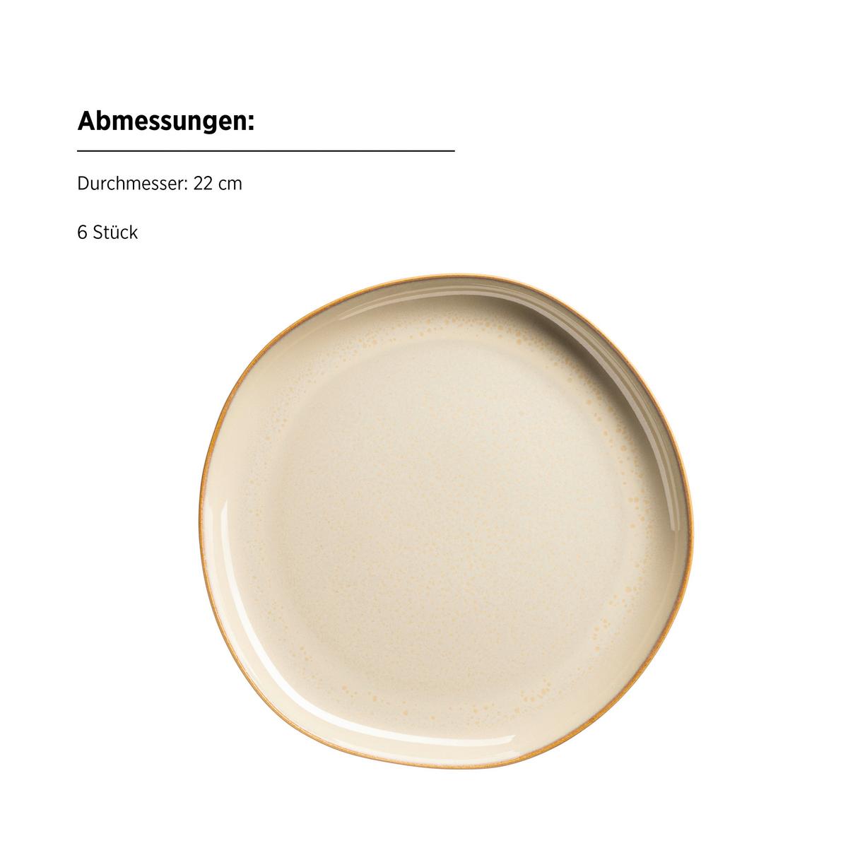 Desserttellerset Cordelia Sandfarben, 6-Teilig - Sandfarben, Trend, Keramik (22cm) - Mäser