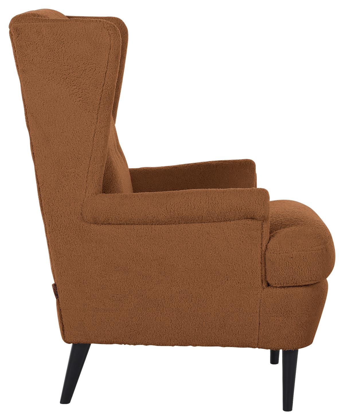 Ohrensessel Versailles Rostfarben B: 72 cm - Rostfarben/Dunkelbraun, Design, Textil (72/104/85cm) - MID.YOU