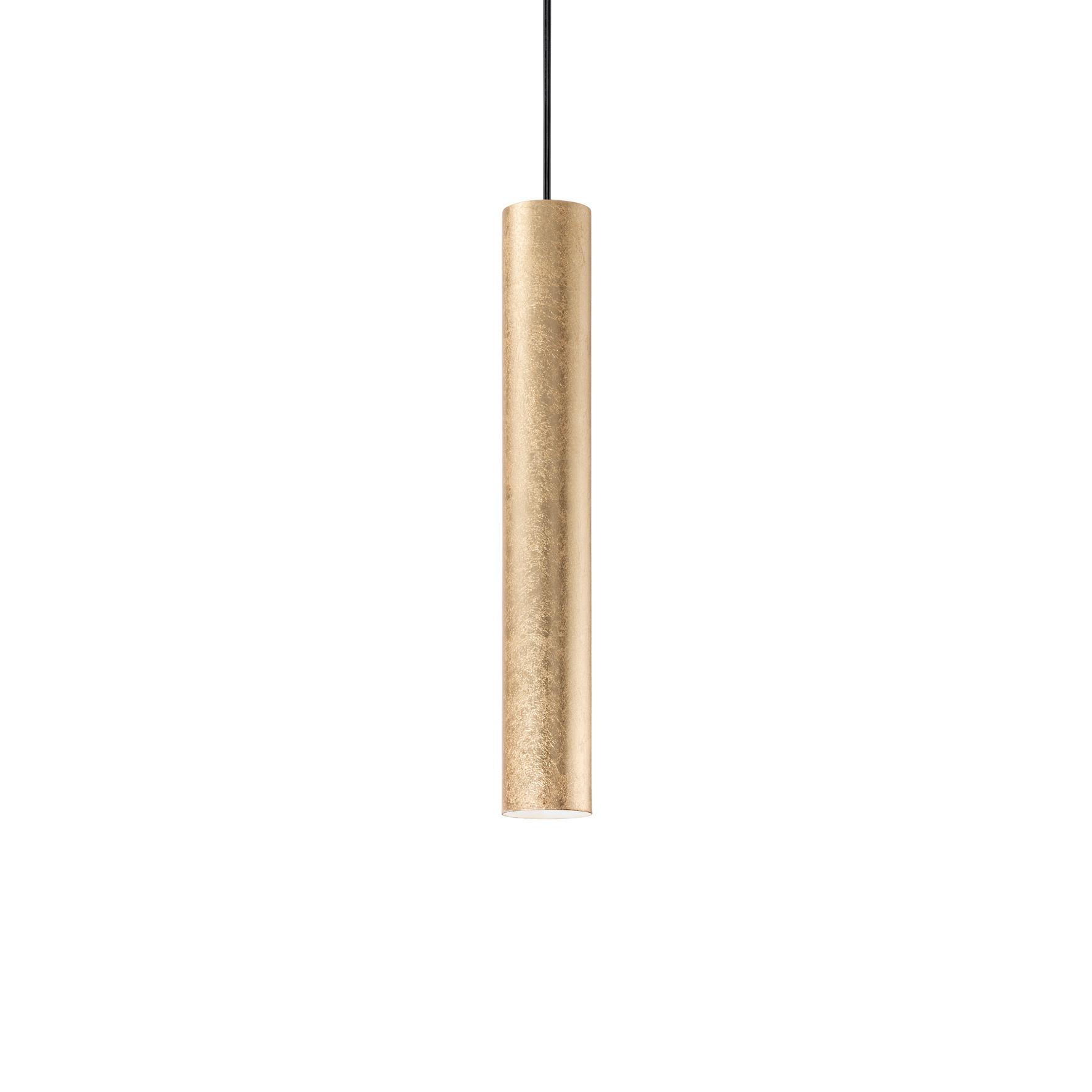 Hängeleuchte Look H: 56/137 cm 1-Flammig - Goldfarben, KONVENTIONELL, Metall (6/56-137cm) - Ideal Lux