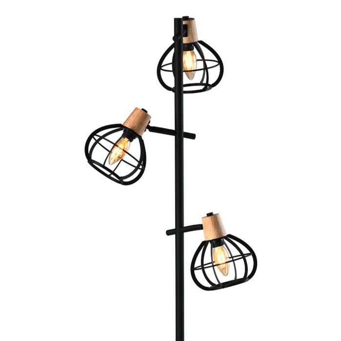 Stehleuchte Schwarz Akaziefarben D: 36 Cm - Schwarz/Akaziefarben, Design, Holz/Metall (36/153cm)