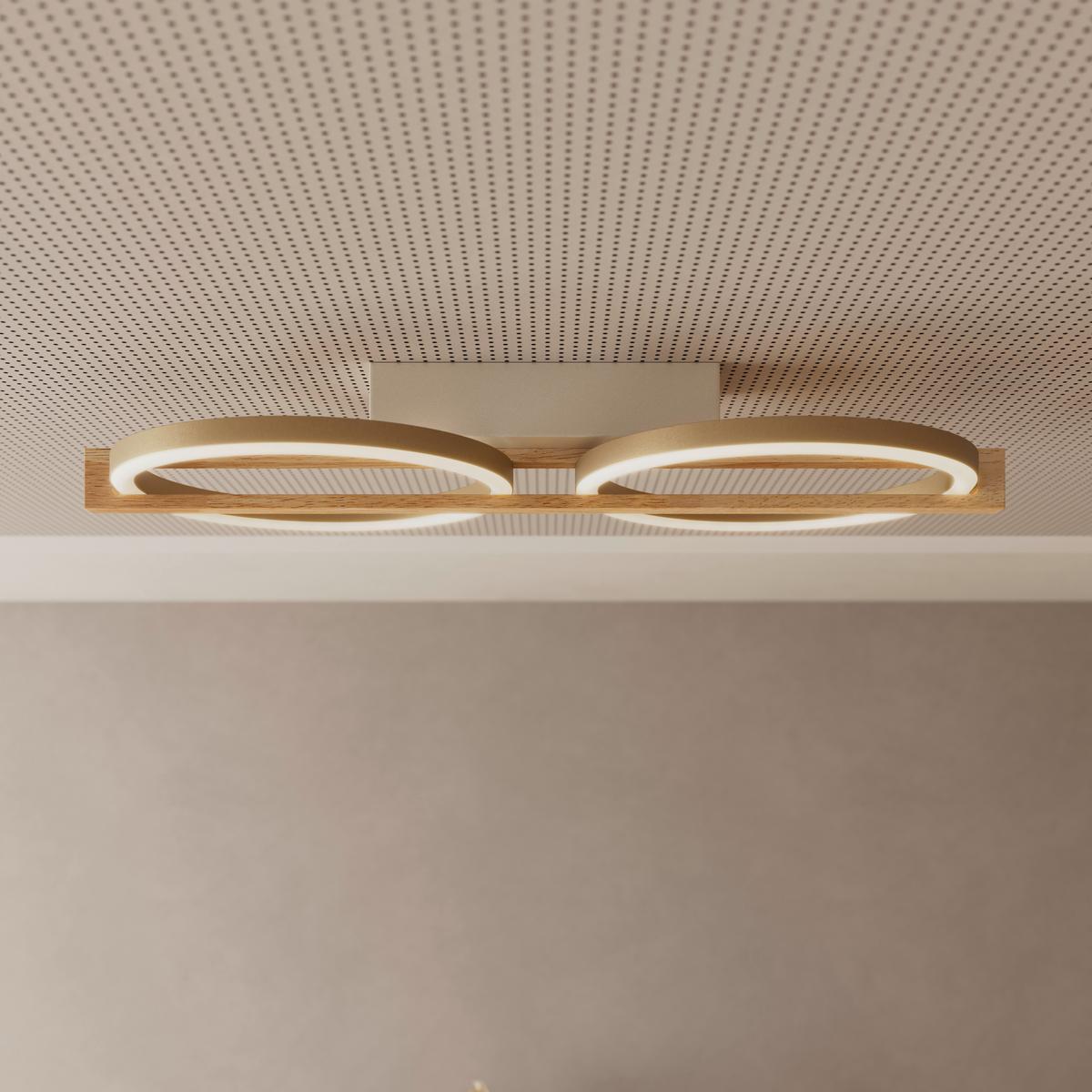 LED-DECKENLEUCHTE CAMILLO - Champagner/Naturfarben, Basics, Holzwerkstoff/Kunststoff (46/20/6cm) - Luca Bessoni