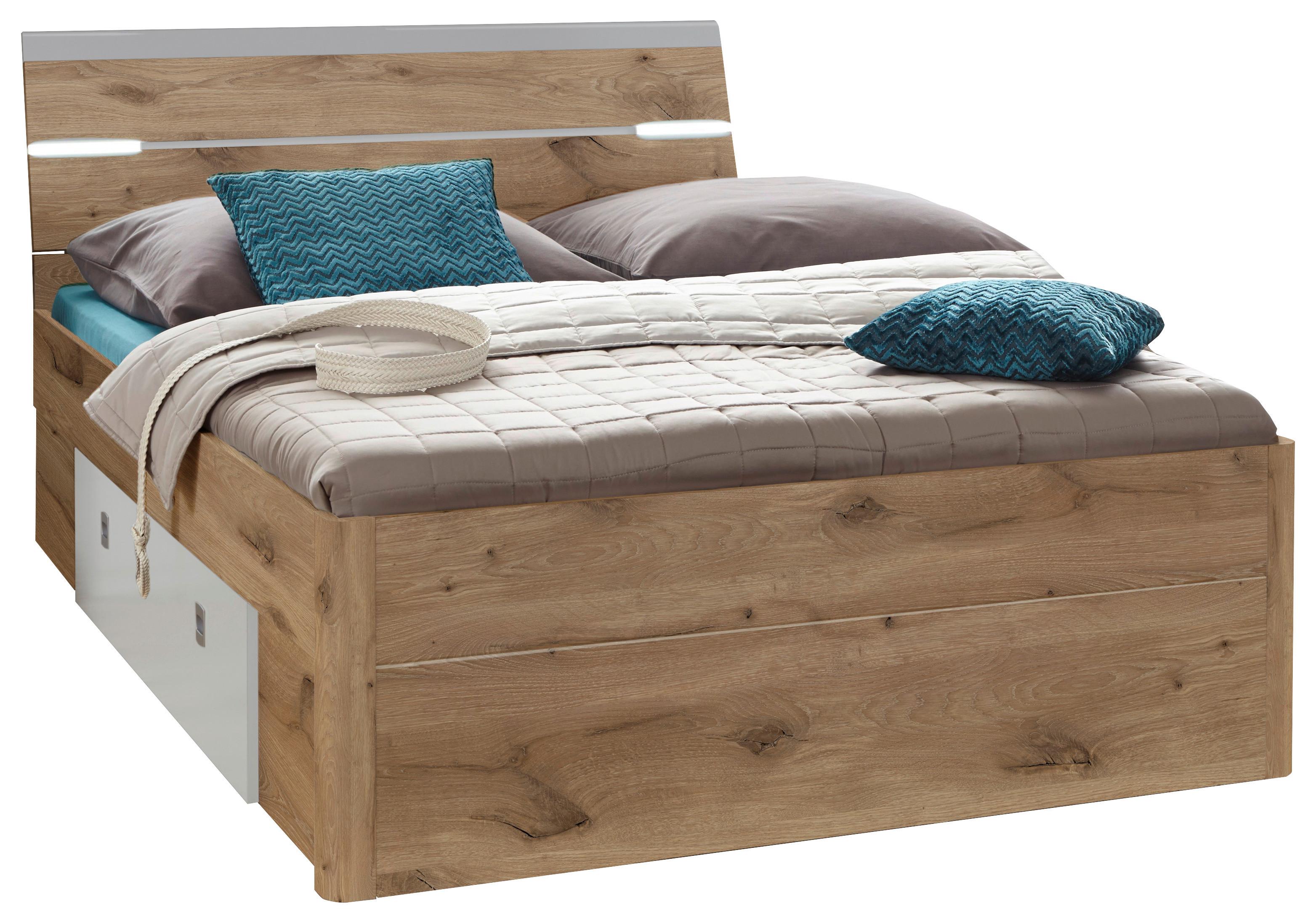 Posteľ s úložným priestorom MARS 140x200cm - farba duba/svetlosivá, Modern, kompozitné drevo (140/200cm) - MID.YOU