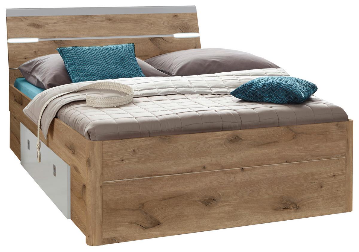 Posteľ s úložným priestorom MARS 140x200cm - farba duba/svetlosivá, Modern, kompozitné drevo (140/200cm) - MID.YOU