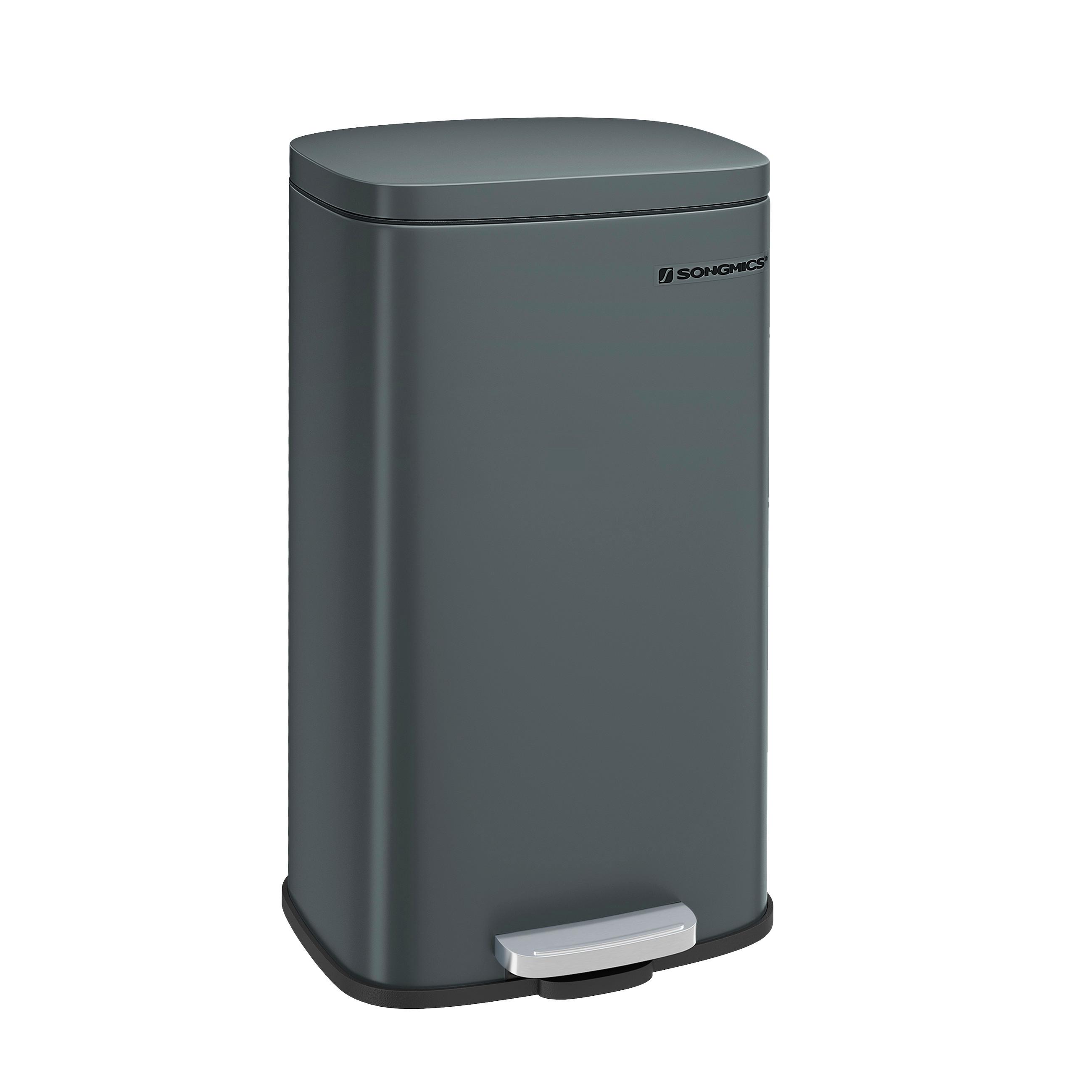 Abfallsammler Grau B: 34,8 cm - Schwarz/Grau, Basics, Kunststoff/Metall (34,8/63,3/29,7cm)