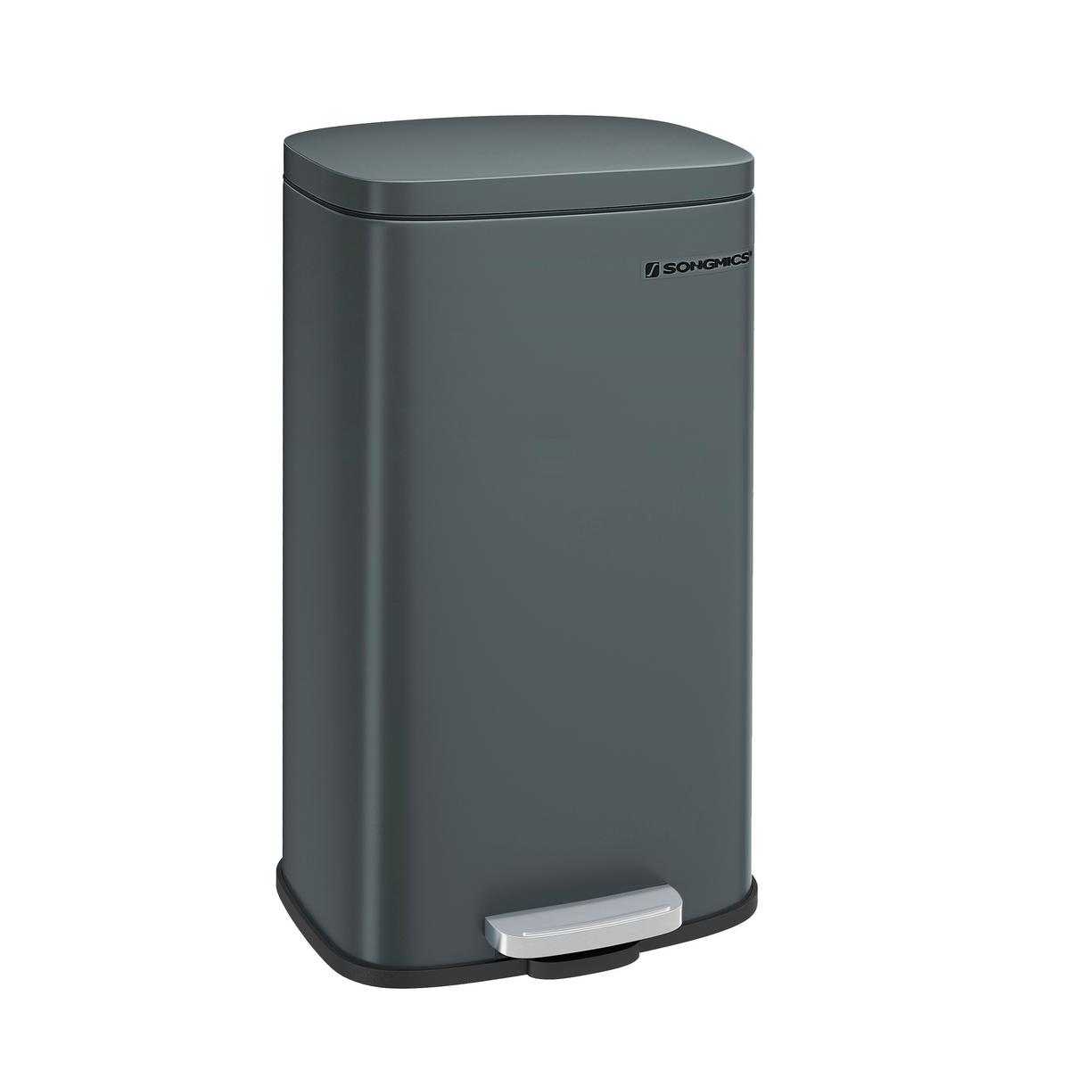 Abfallsammler Grau B: 34,8 Cm - Schwarz/Grau, Basics, Kunststoff/Metall (34,8/63,3/29,7cm)