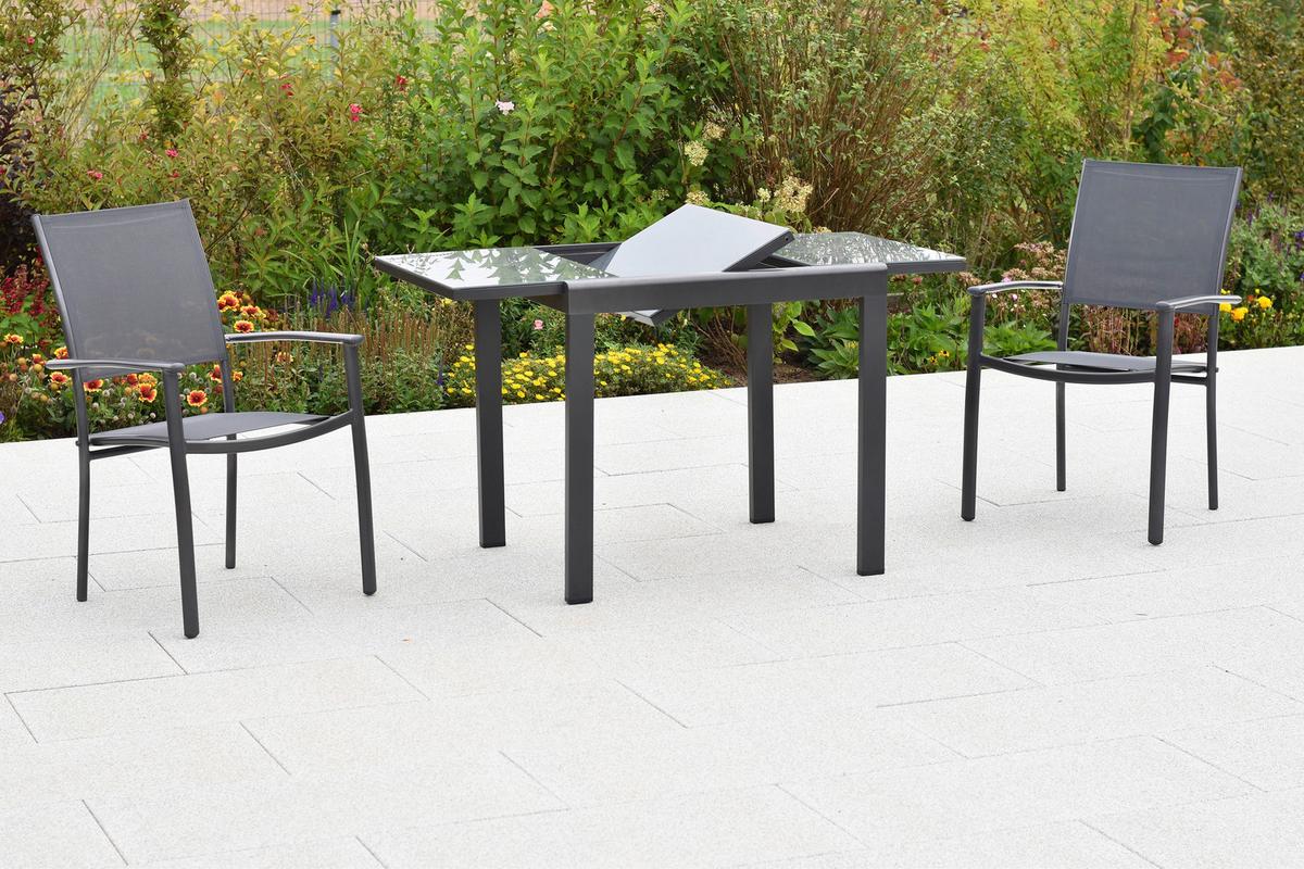 Gartenset Milano - Graphitfarben/Grau, MODERN, Textil/Metall - Gardenson