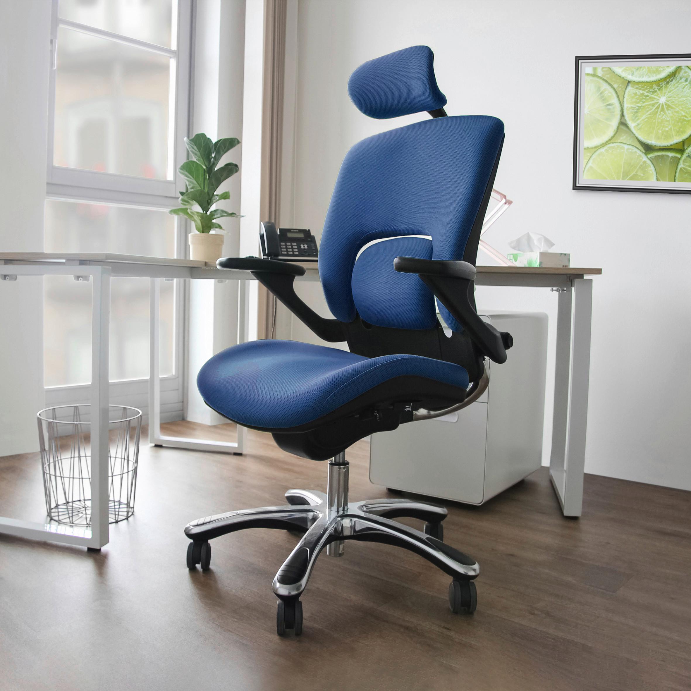 Bürostuhl Vapor Lux Blau/Schwarz Bis 120 Kg - Chromfarben/Blau, Basics, Kunststoff/Textil (58/119/50cm) - MID.YOU