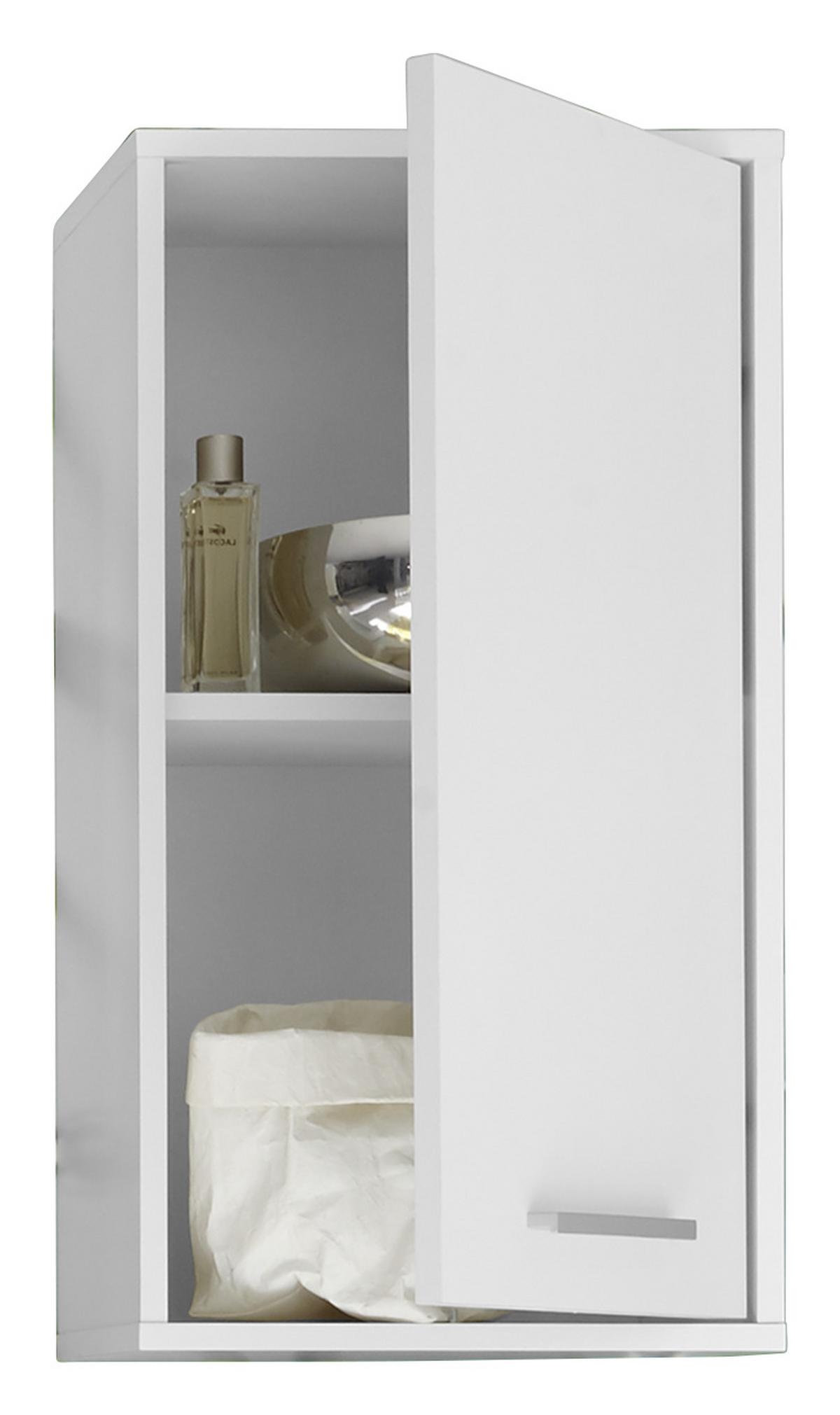 Závesná skrinka MILANO - biela/hliníková, Design, kompozitné drevo/plast (38/72/23cm) - MID.YOU