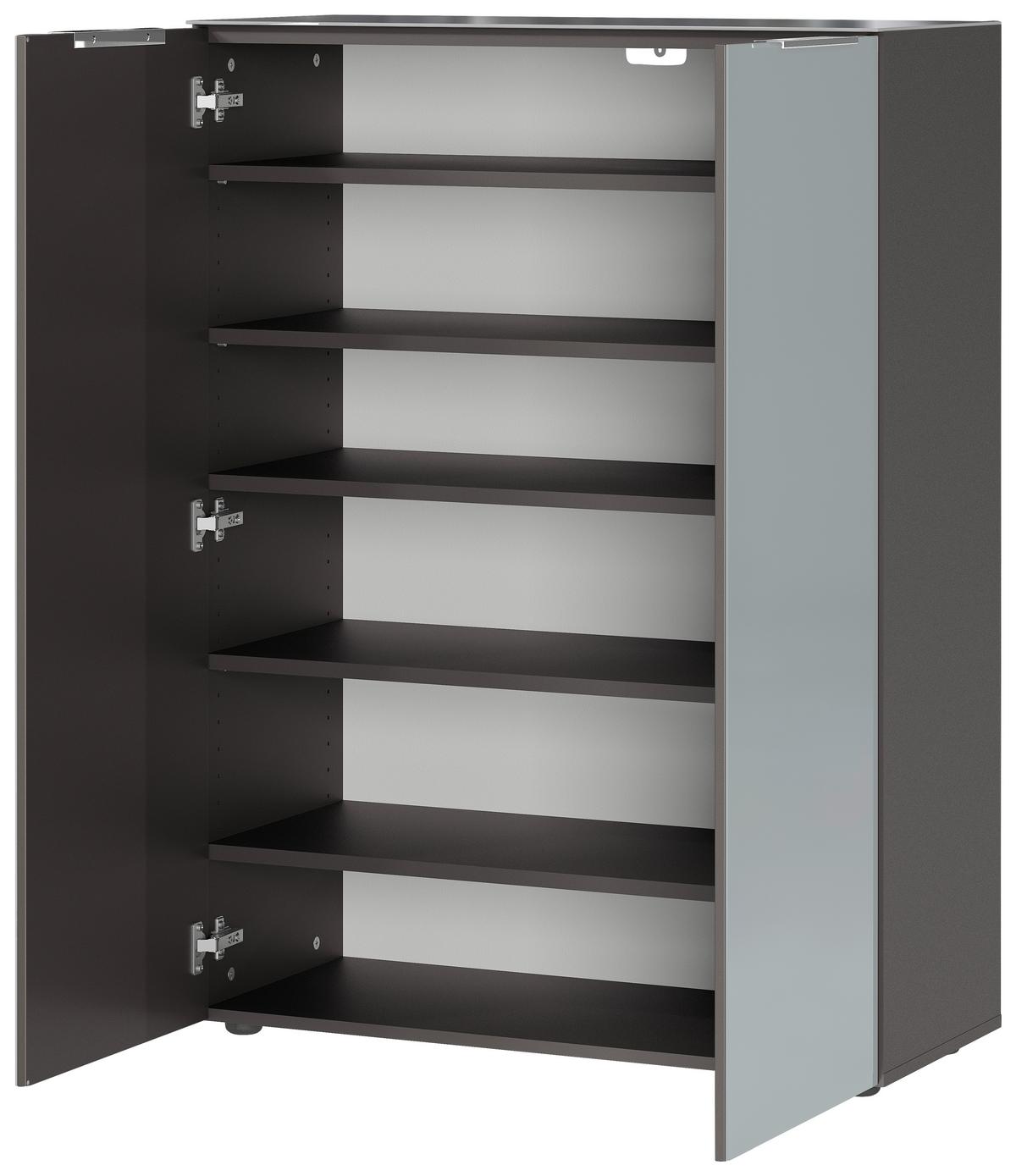 Schuhschrank Genova Graphitfarben B: 87 cm - Silberfarben/Graphitfarben, MODERN, Glas/Holzwerkstoff (87cm) - Germania