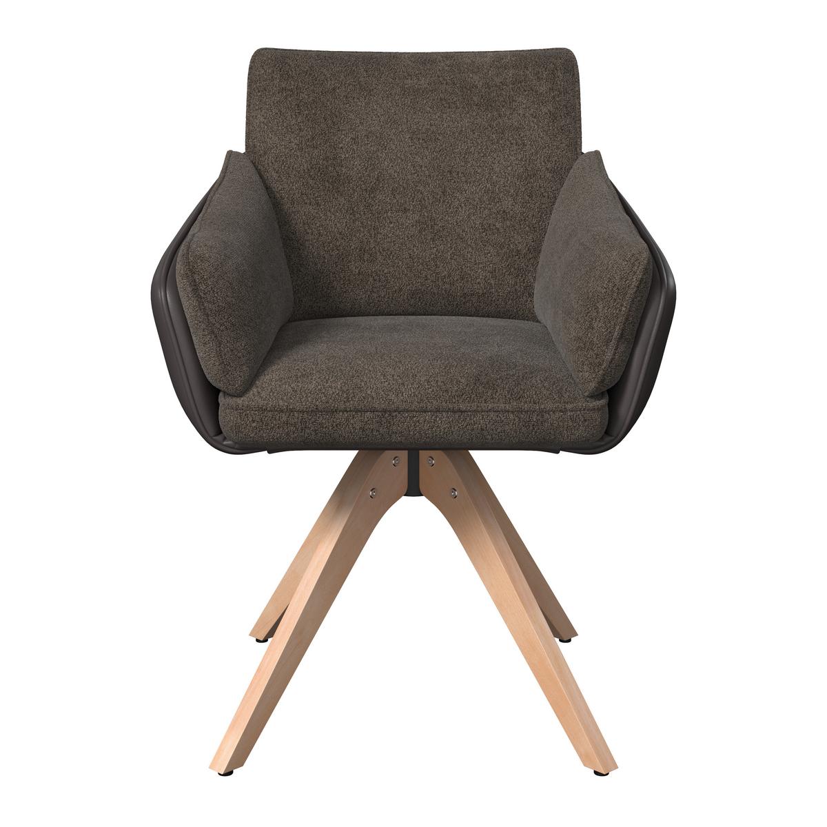 Židle s područkami Alja, hnědá - barvy buku/hnědá, Moderní, kov/dřevo (66/89/62cm) - Bessagi Home