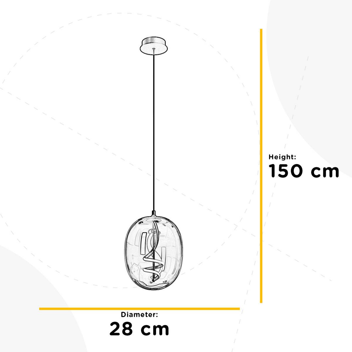 LED-Hängeleuchte Lilly Schwarz L: 28 cm - Schwarz, Design, Glas (28/28/150cm)