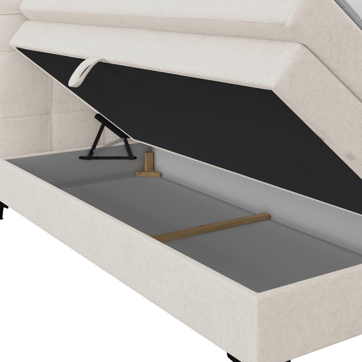 Boxspringbett MITTO Creme 140x200 cm - Creme/Schwarz, KONVENTIONELL, Textil/Metall (140/200cm)