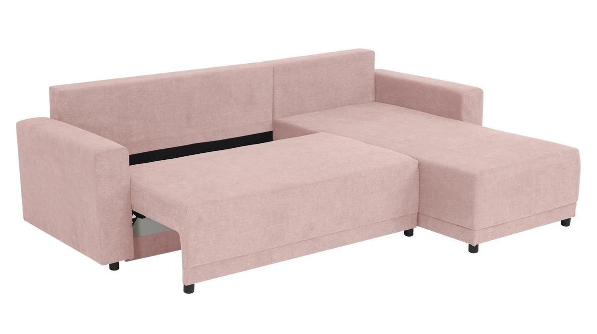 Ecksofa Time Rosa S: 178x248 Cm - Schwarz/Rosa, Design, Textil (178/248cm) - MID.YOU