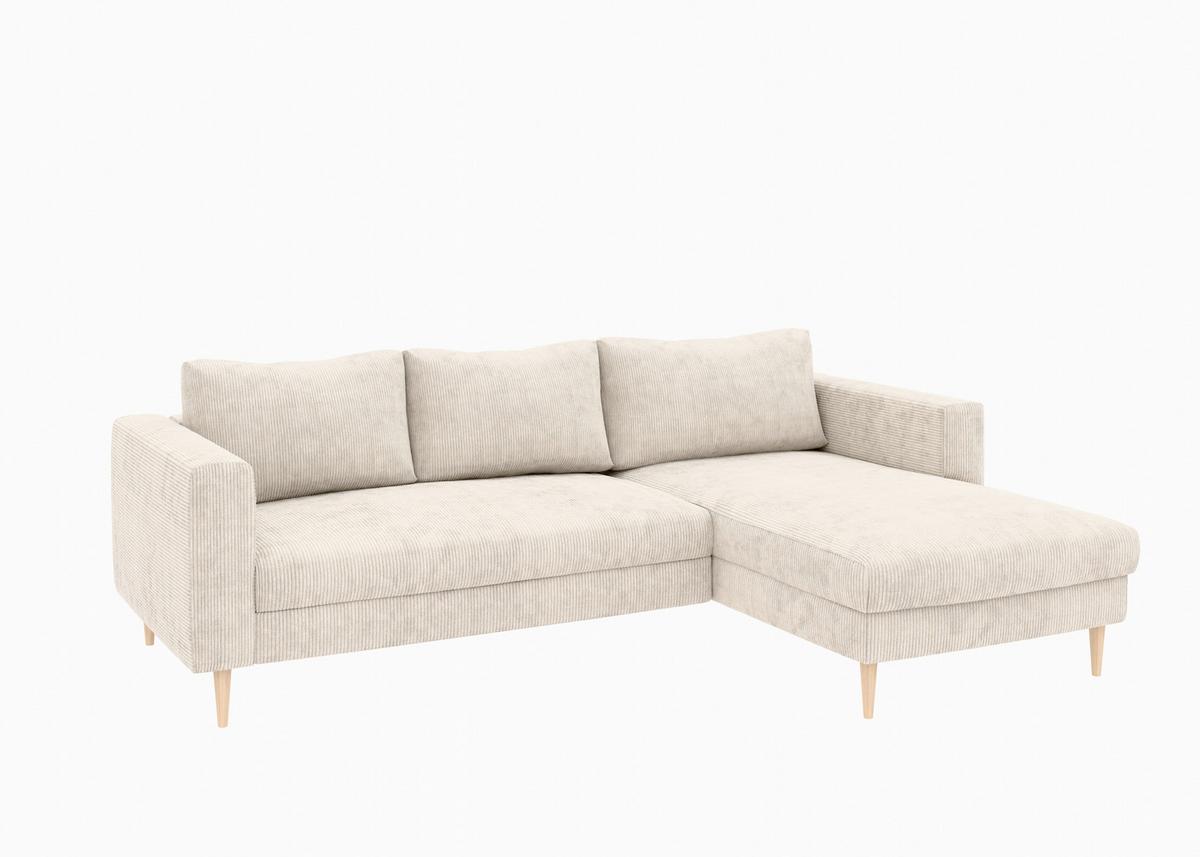 ECKSOFA Amazing Creme S: 232x161cm - Buchefarben/Creme, MODERN, Textil (232/161cm) - Trendmanufaktur