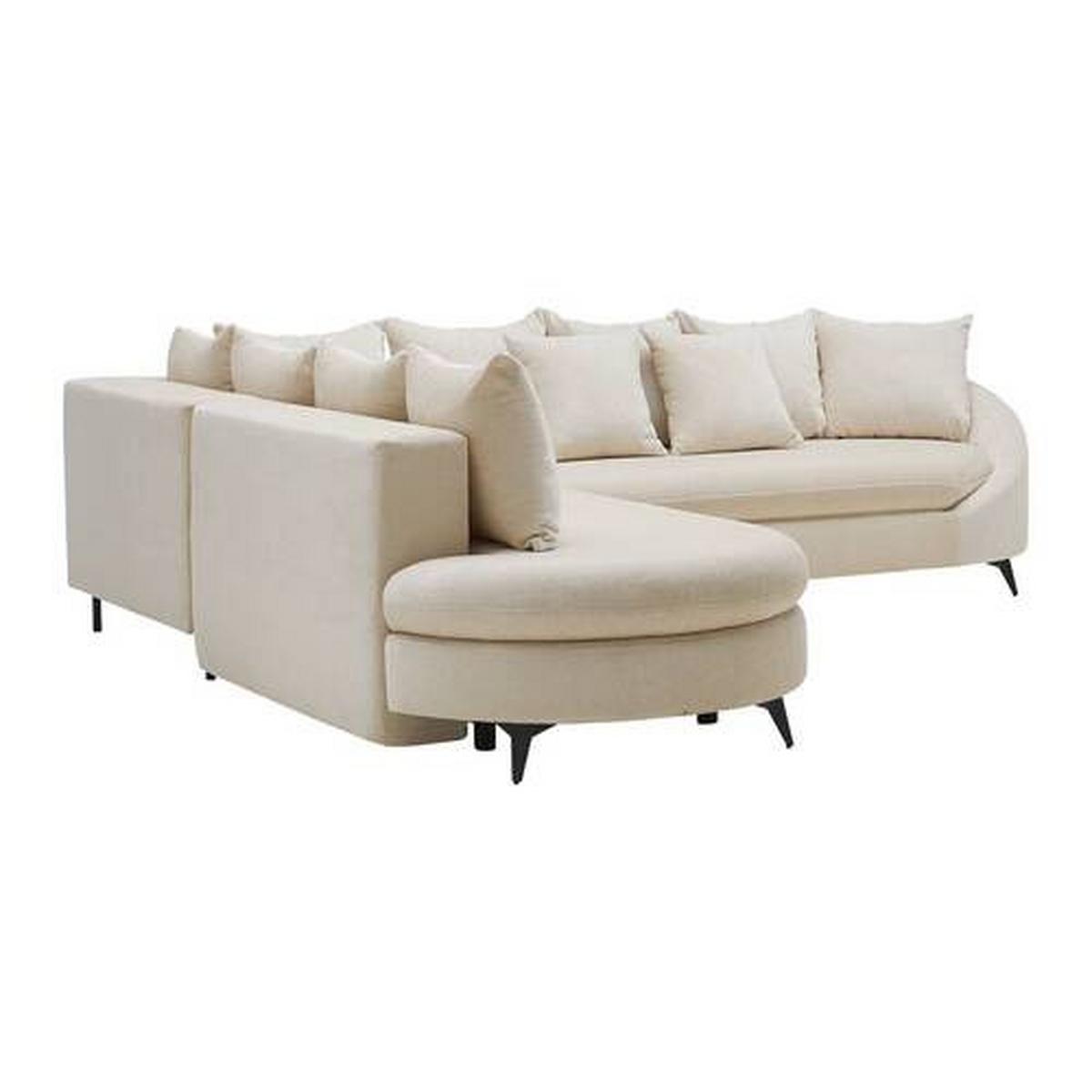 Rohová sedačka AXEL, levá, krémová žinylka - černá/krémová, Moderní, kov/textil (250/291cm) - Mömax