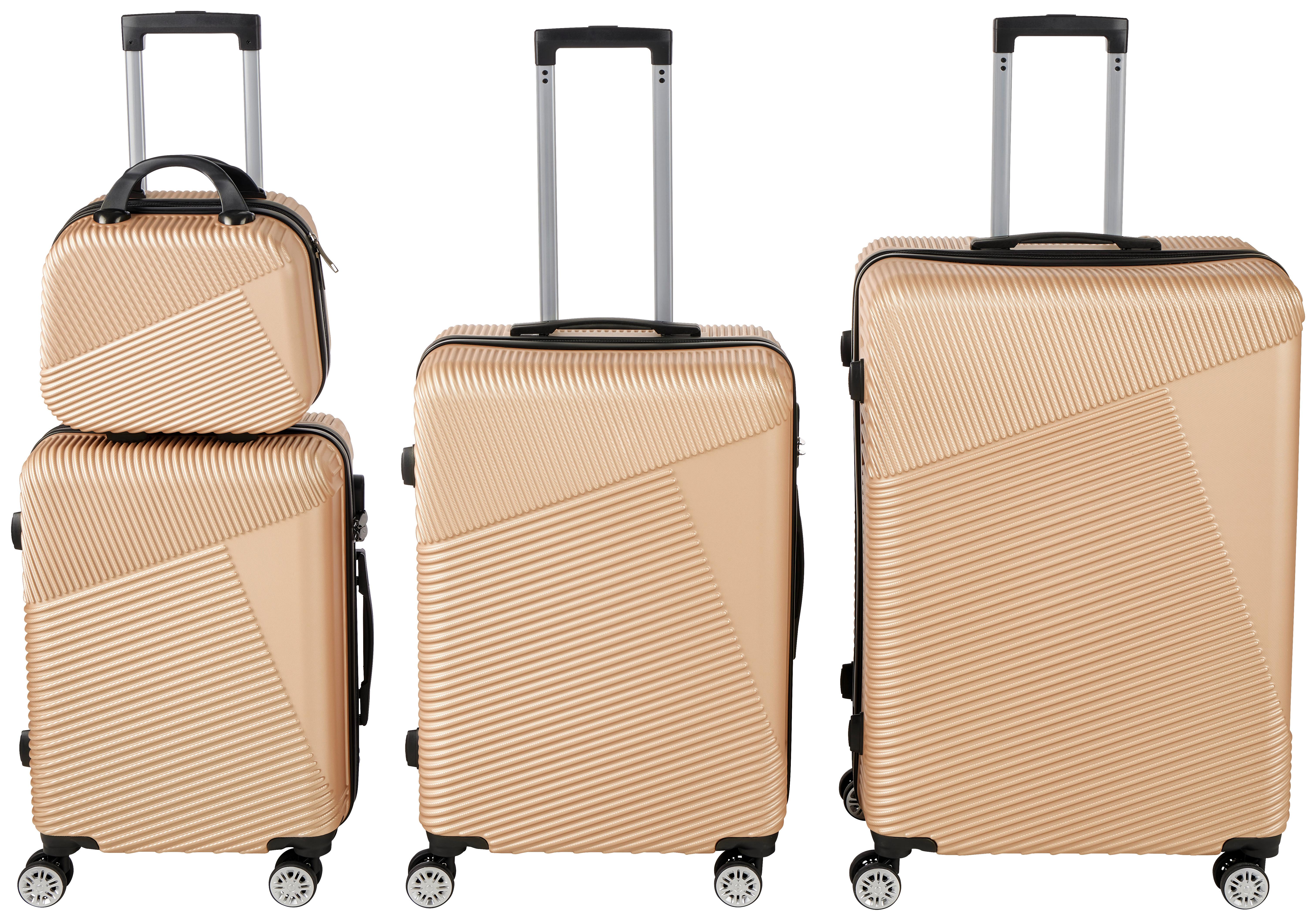 Reisekoffer 4-Tlg. New York 4 Rollen Hartschale - Goldfarben, Basics, Kunststoff/Textil (32-48/25-75/16-29cm) - Luca Bessoni