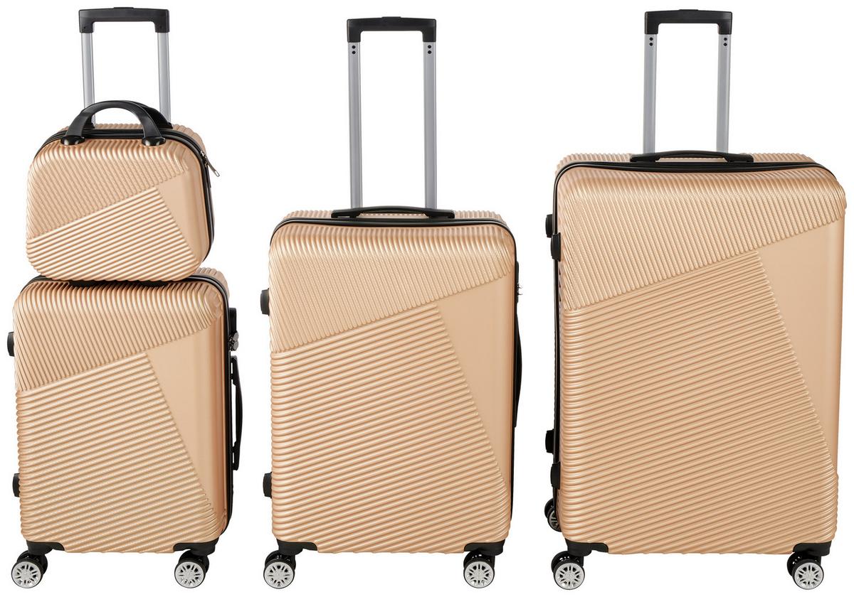 Reisekoffer 4-tlg. New York 4 Rollen Hartschale - Goldfarben, Basics, Kunststoff/Textil (32-48/25-75/16-29cm) - Luca Bessoni