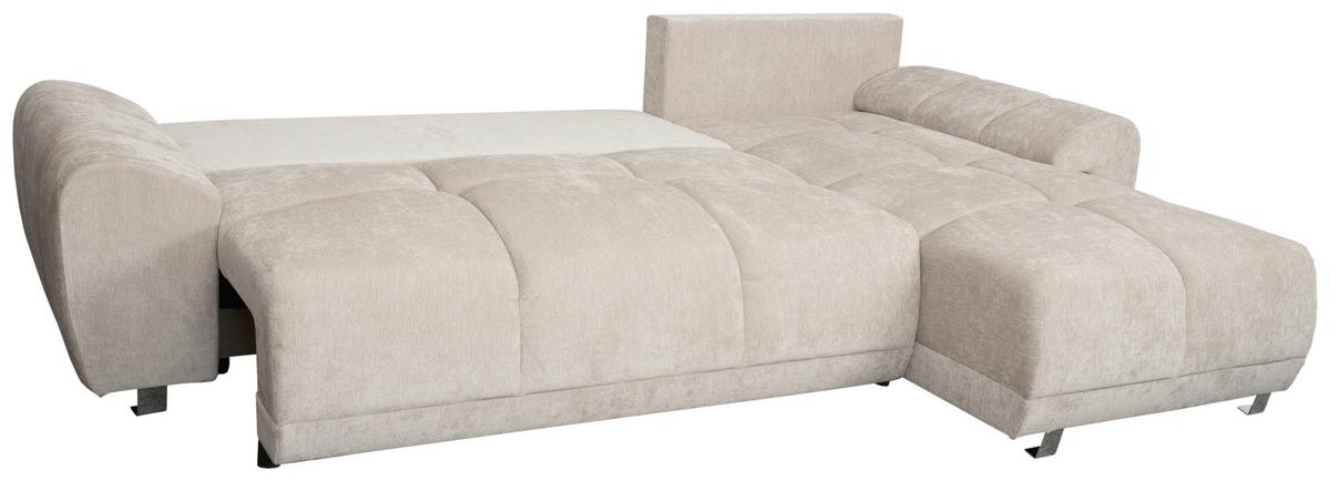 ECKSCHLAFSOFA Ramon, Creme S: 196x182 cm - Chromfarben/Beige, Trend, Textil (296/182cm)