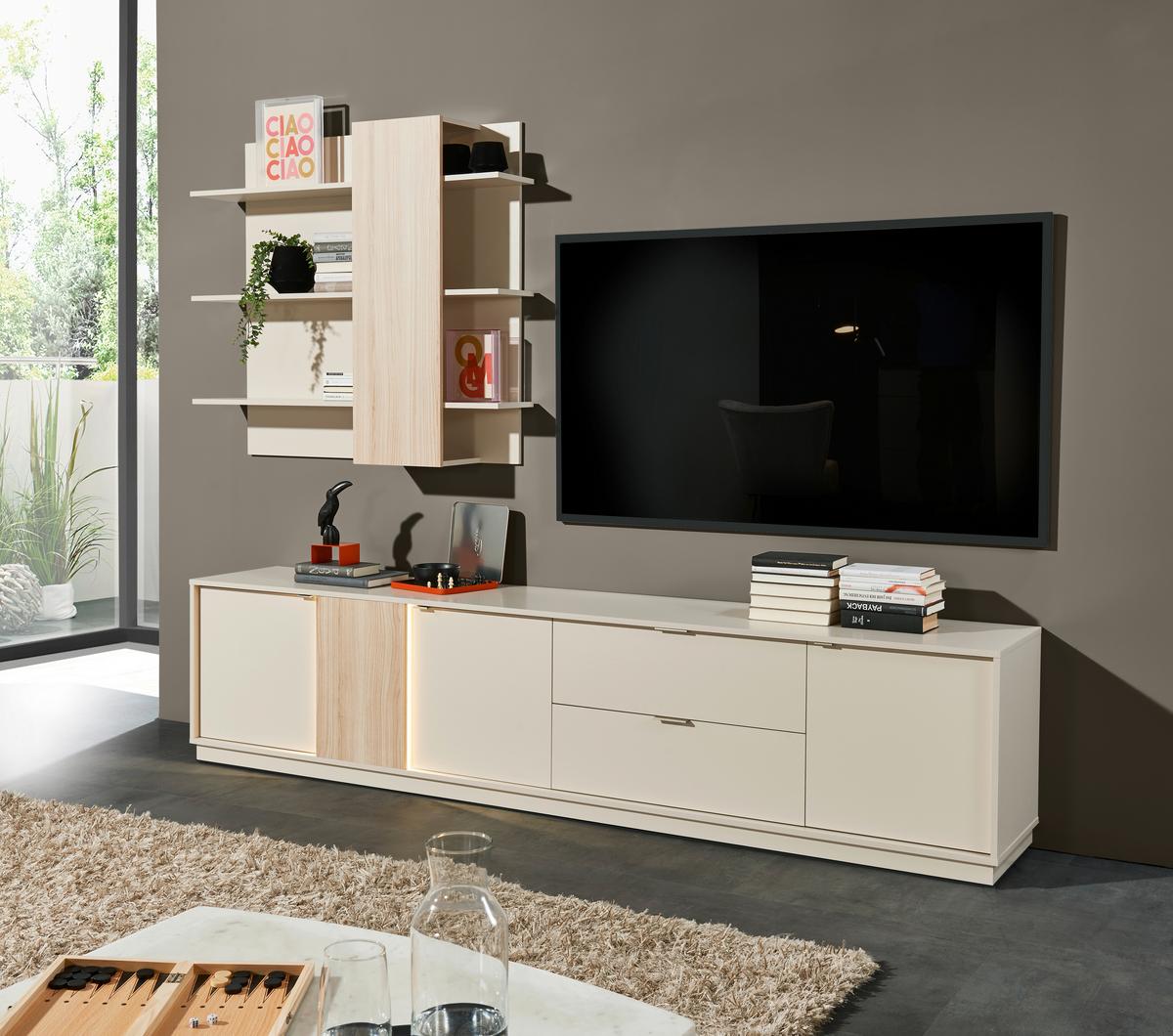 Wohnwand Alex Kaschmir, B: 238cm - Kaschmir, MODERN, Holzwerkstoff (238/202/40cm) - MID.YOU