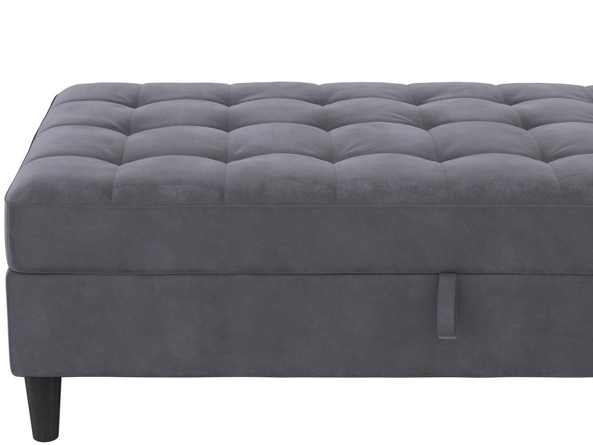Hocker Palermo Dunkelgrau, mit Stauraum - Dunkelgrau/Schwarz, Basics, Textil (130/43/69cm) - Livetastic
