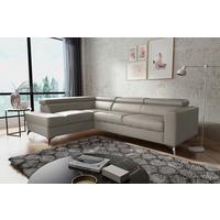 Ecksofa Mondo, Hellgrau S: 208x286 Cm - Chromfarben/Hellgrau, Design, Leder/Textil (208/286cm) - Livetastic