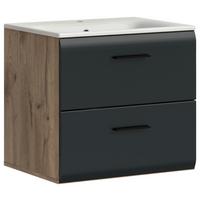 Waschtischkombi Ice Schwarz/Eiche Dekor B: 60cm - Eiche dunkel/Schwarz, Basics, Keramik/Holzwerkstoff (60cm) - MID.YOU