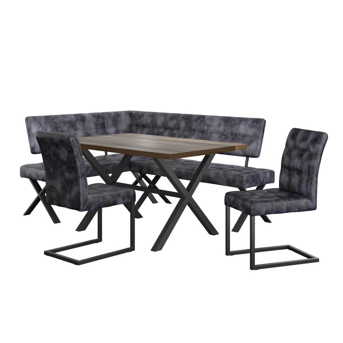 Eckbank Anthrazit Webstoff Donna Re 150x200 Cm - Anthrazit/Schwarz, MODERN, Textil/Metall (150/200cm)