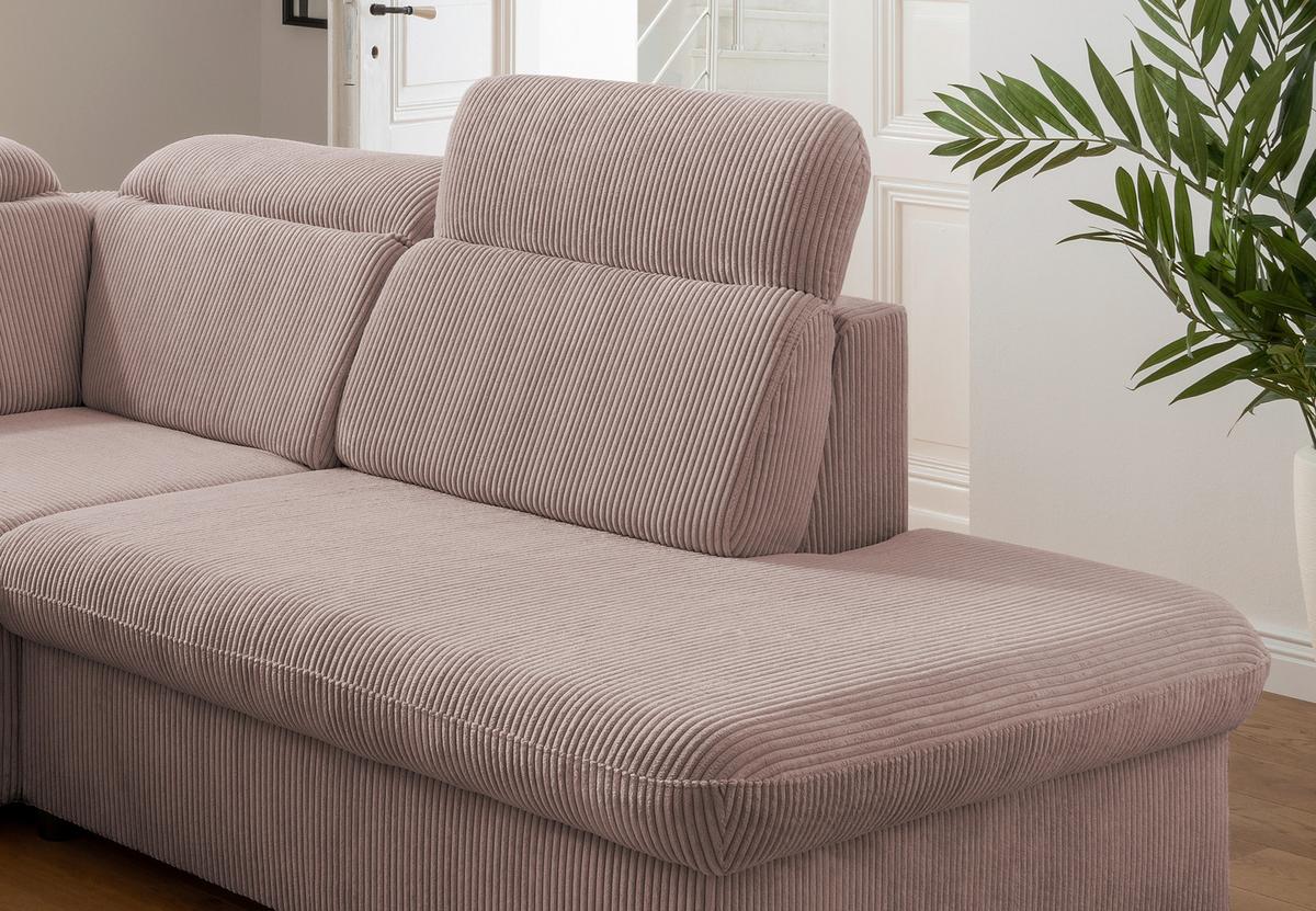 Ecksofa Vasto Rosa S: 283x228 cm - Chromfarben/Rosa, Design, Textil (283/228cm) - Livetastic