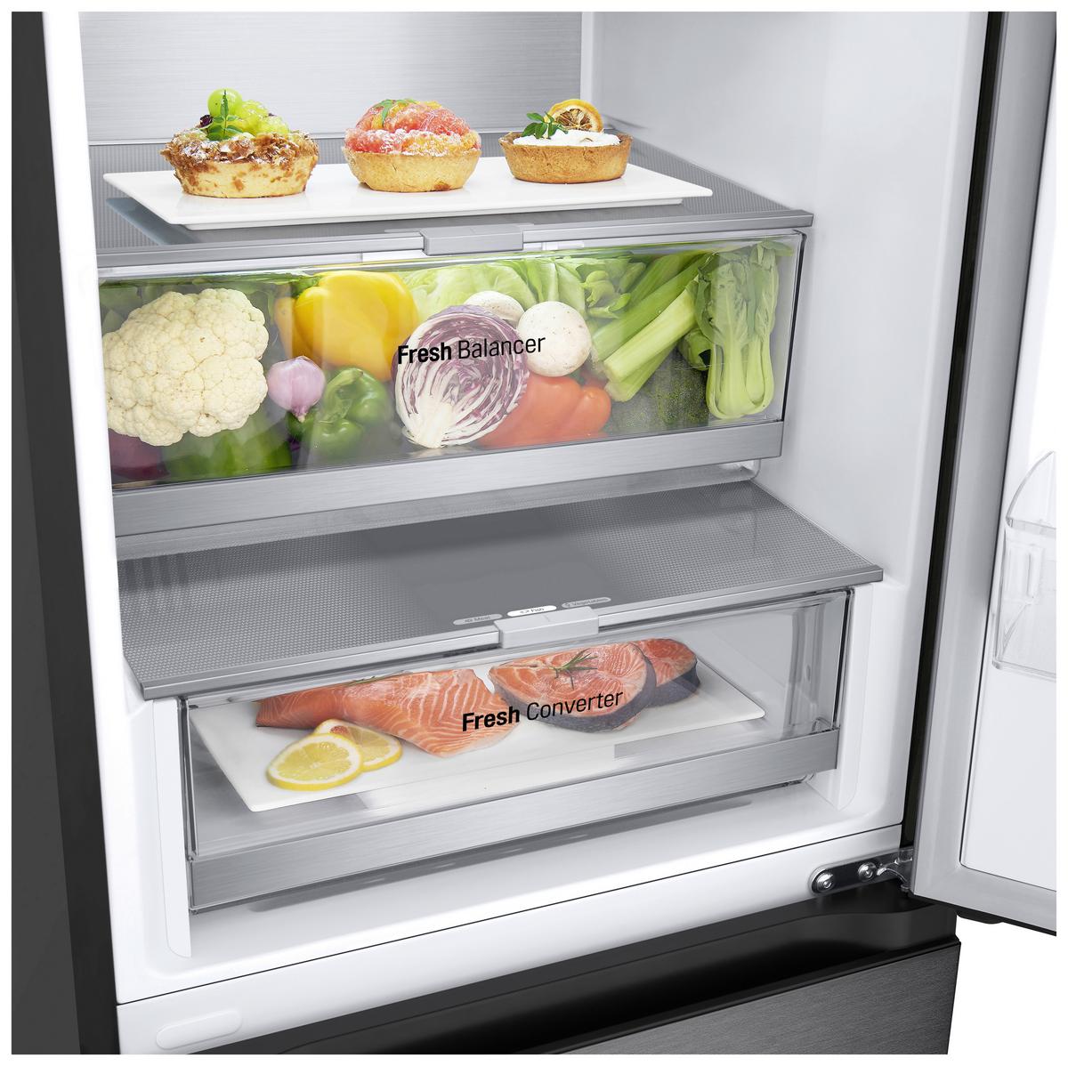 Kühl-Gefrier-Kombination Gbv7280aev - Schwarz, Basics, Glas/Kunststoff (59.5/203/67.5cm) - LG