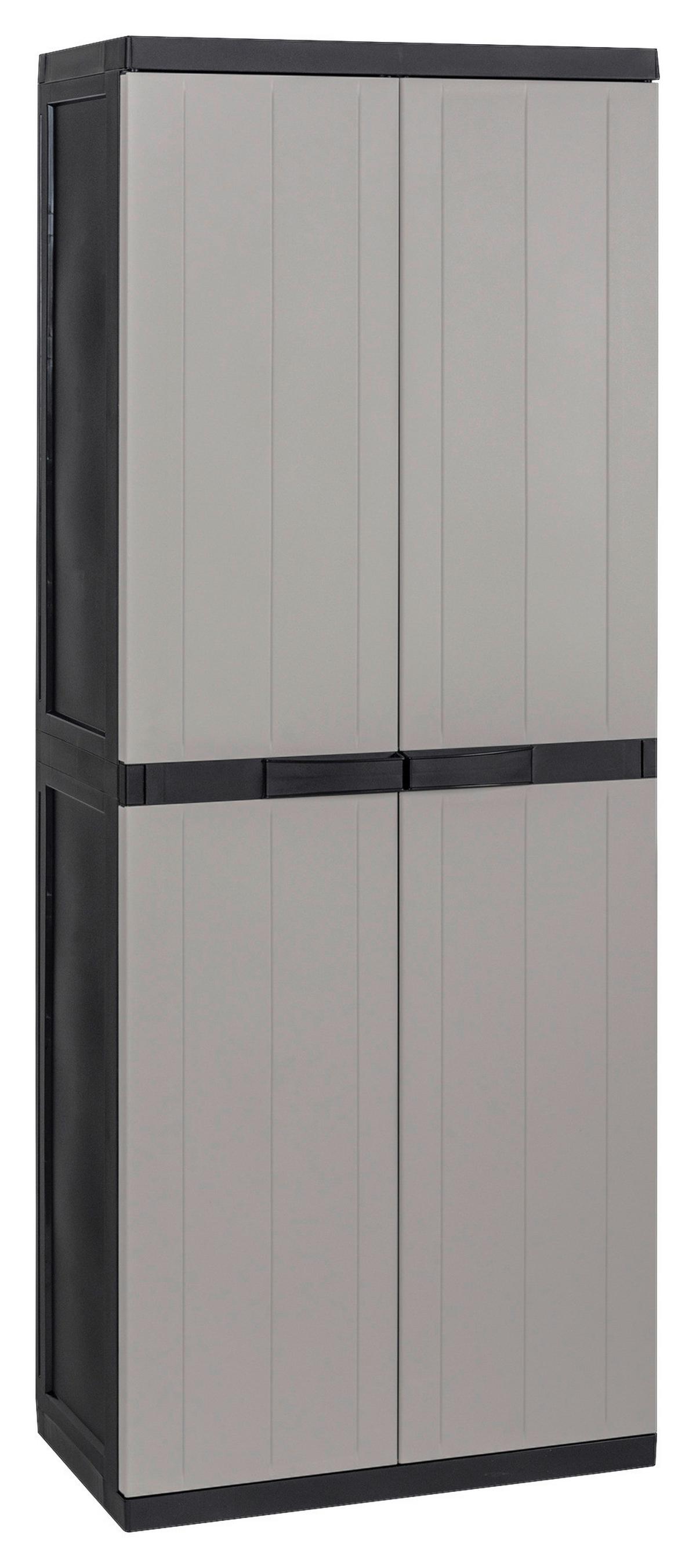 Geräteschrank Groß Hellgrau/Schwarz - Hellgrau/Schwarz, Basics, Kunststoff (65/165/37cm)