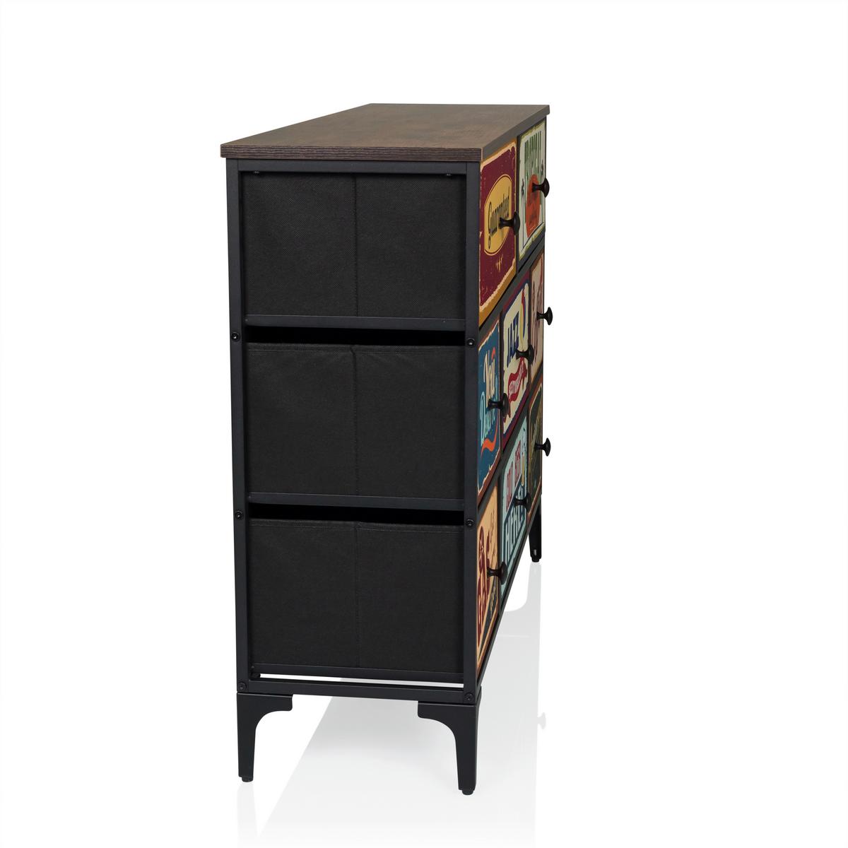 Kommode Ameriko Multicolor B: 102,5 Cm - Multicolor/Schwarz, MODERN, Holzwerkstoff/Textil (102,5/77,5/30cm) - MID.YOU