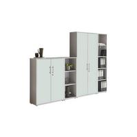 Office Edition B: 257 Cm Grau/weiß - Weiß/Grau, MODERN, Holzwerkstoff (257/186/33cm) - MID.YOU