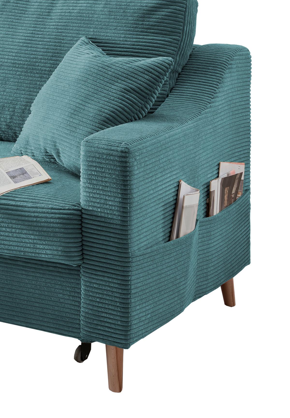 Ecksofa Valentina - Petrol/Naturfarben, Design, Textil (150/228cm) - P & B