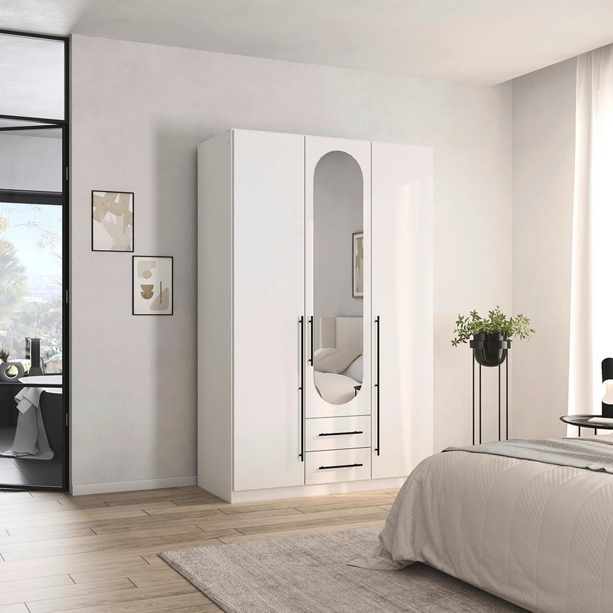 ŠATNÍ SKŘÍŇ S OTOČNÝMI DVEŘMI VELORA, šířka 136 cm - bílá/černá, Konvenční, kov/kompozitní dřevo (136/210/54cm) - Mömax