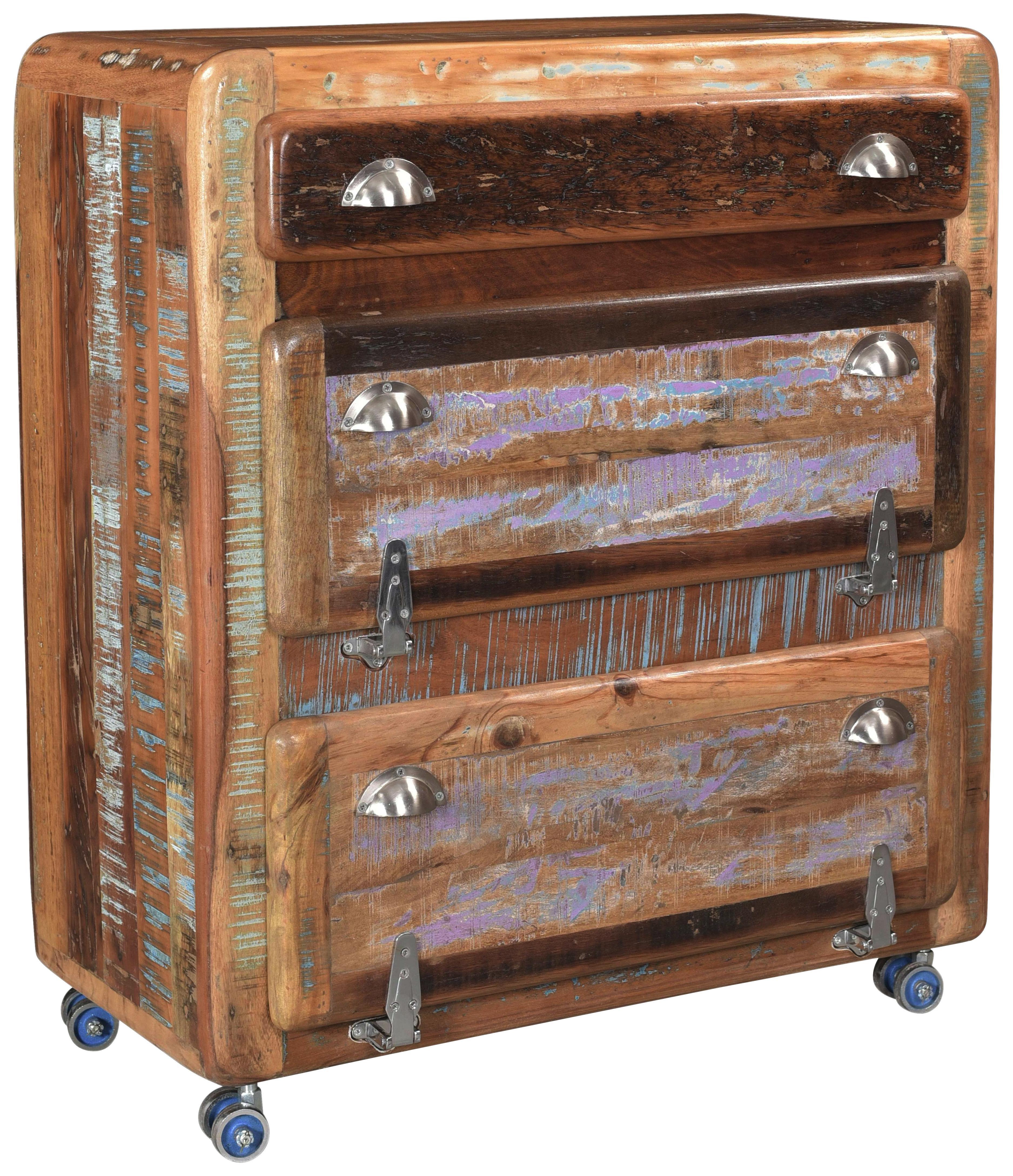 Schuhschrank Lissabon B: 85 cm Altholz - Blau/Silberfarben, Basics, Holz (85/90/40cm)