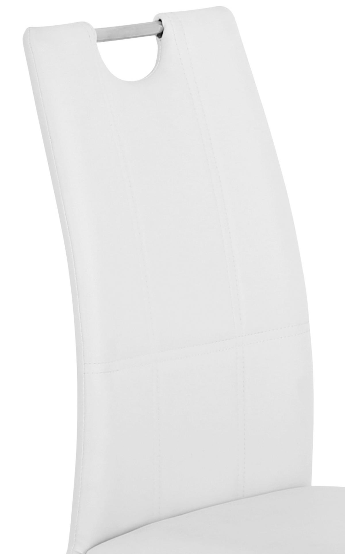 Esszimmerstuhl Mandy Lederlook Weiß Gepolstert - Chromfarben/Weiß, KONVENTIONELL, Textil/Metall (42/96/60cm)