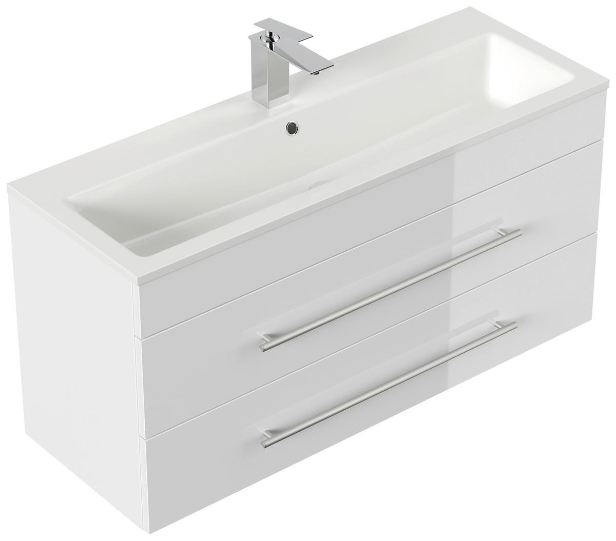 Badezimmer Portus Weiß Hg B: 100 cm - Weiß Hochglanz/Weiß, MODERN, Holzwerkstoff (100cm) - MID.YOU