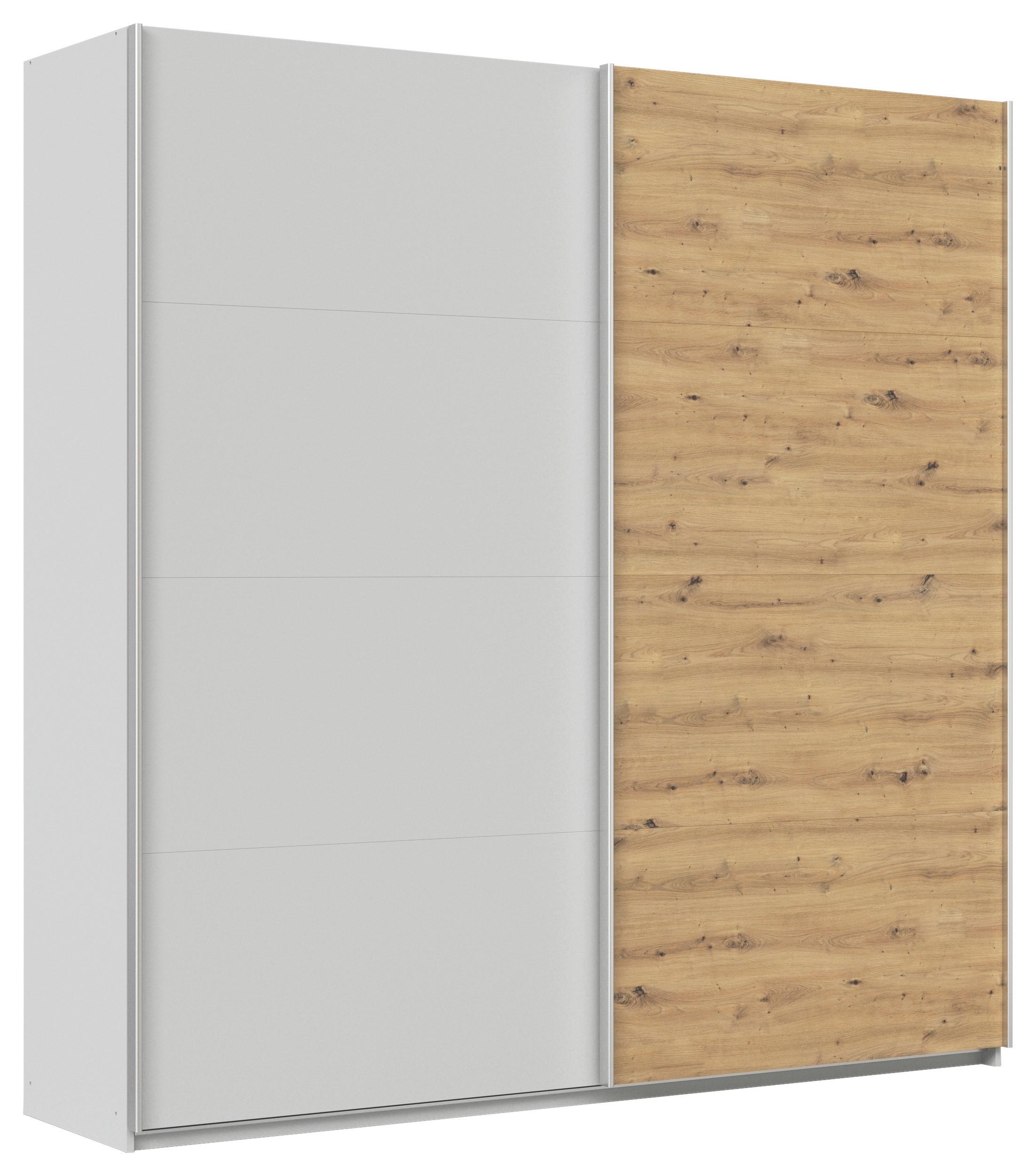 Schwebeütenschrank B: 225cm Feldkirch Seidengr/eiche Dekor - Hellgrau/Eiche Artisan, MODERN, Holzwerkstoff (225/229/62cm)