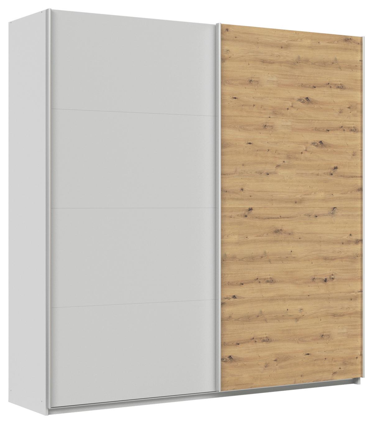 Schwebeütenschrank B: 225cm Feldkirch Seidengr/Eiche Dekor - Hellgrau/Eiche Artisan, MODERN, Holzwerkstoff (225/229/62cm)