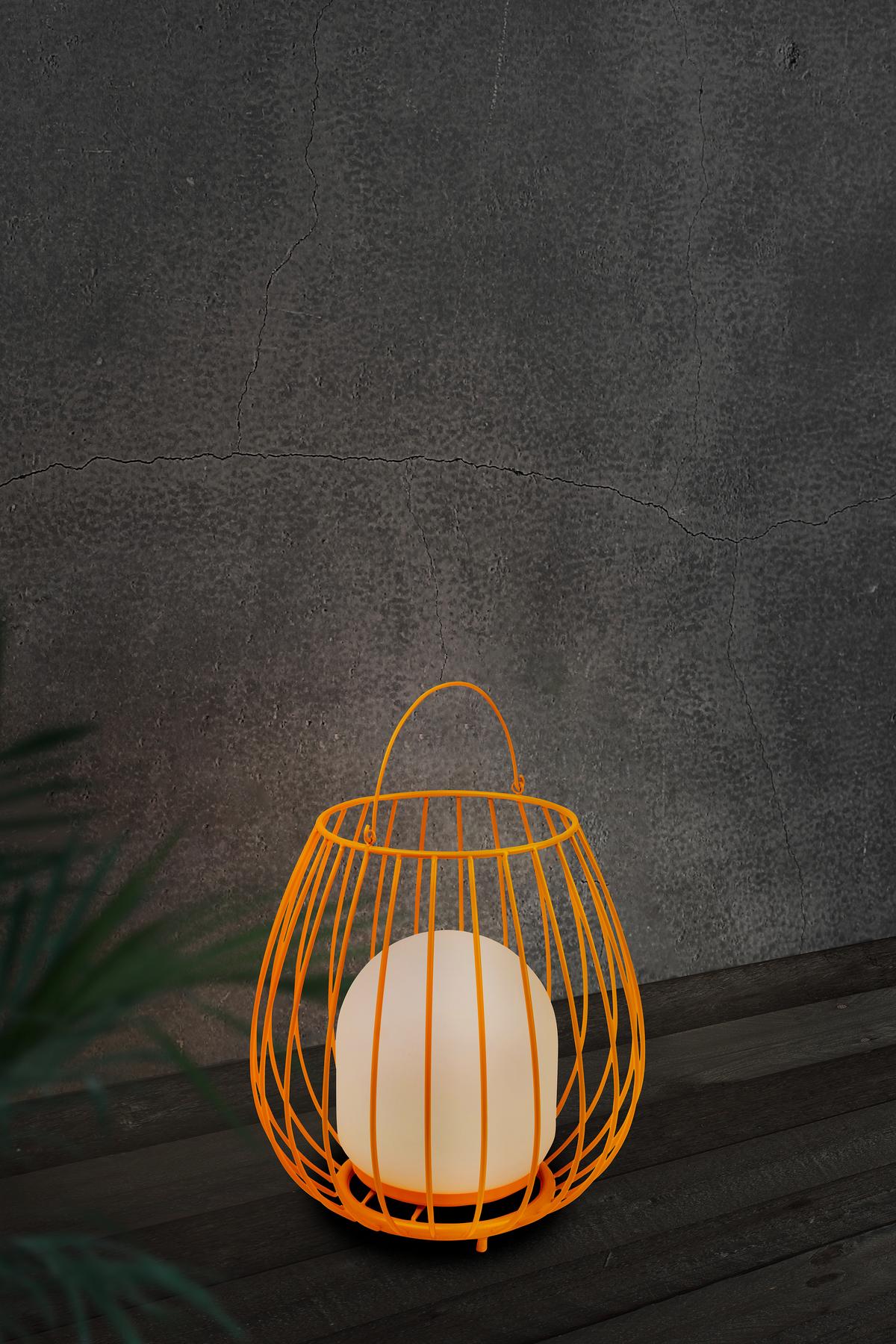 Akku-Tischleuchte Jim Orange B: 28 cm - Weiß/Orange, Design, Kunststoff/Metall (28/30cm) - Nordlux