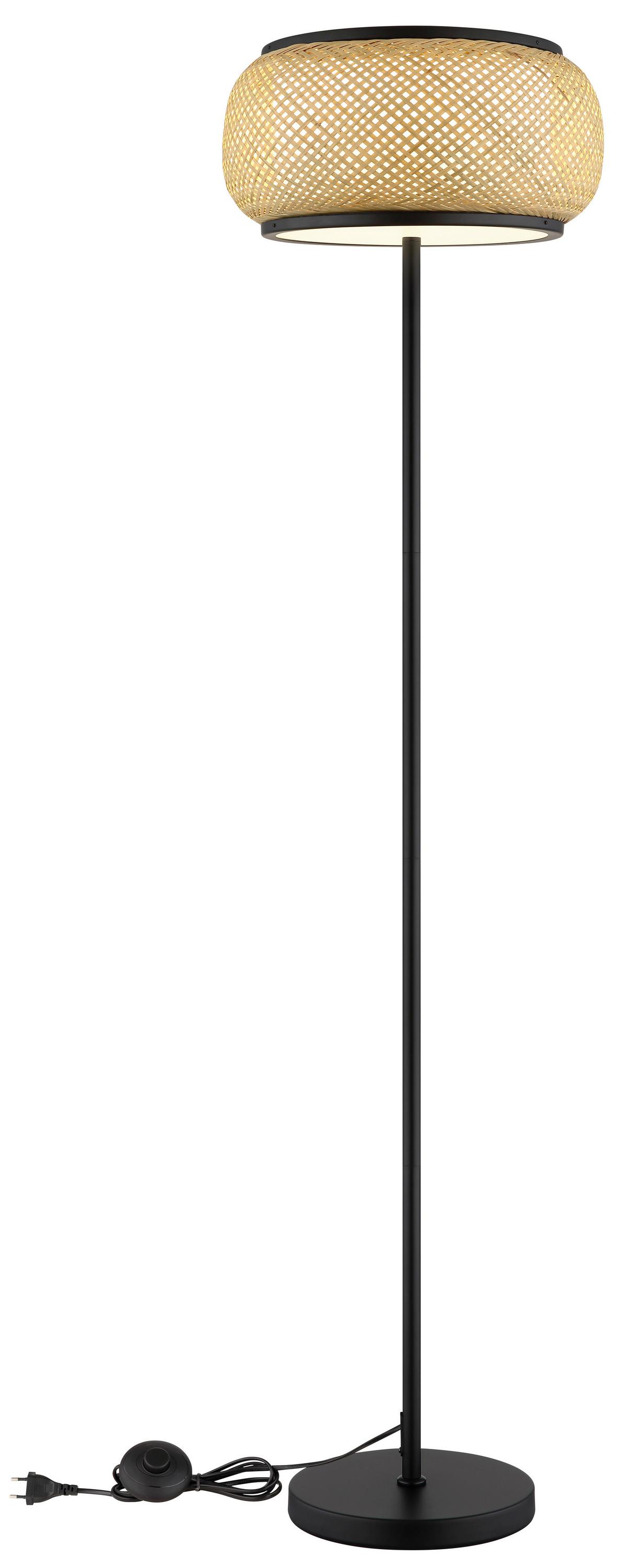 Led-stehleuchte Memory-Funktion - Schwarz/Naturfarben, Design, Holz/Kunststoff (38/146,1cm) - Globo