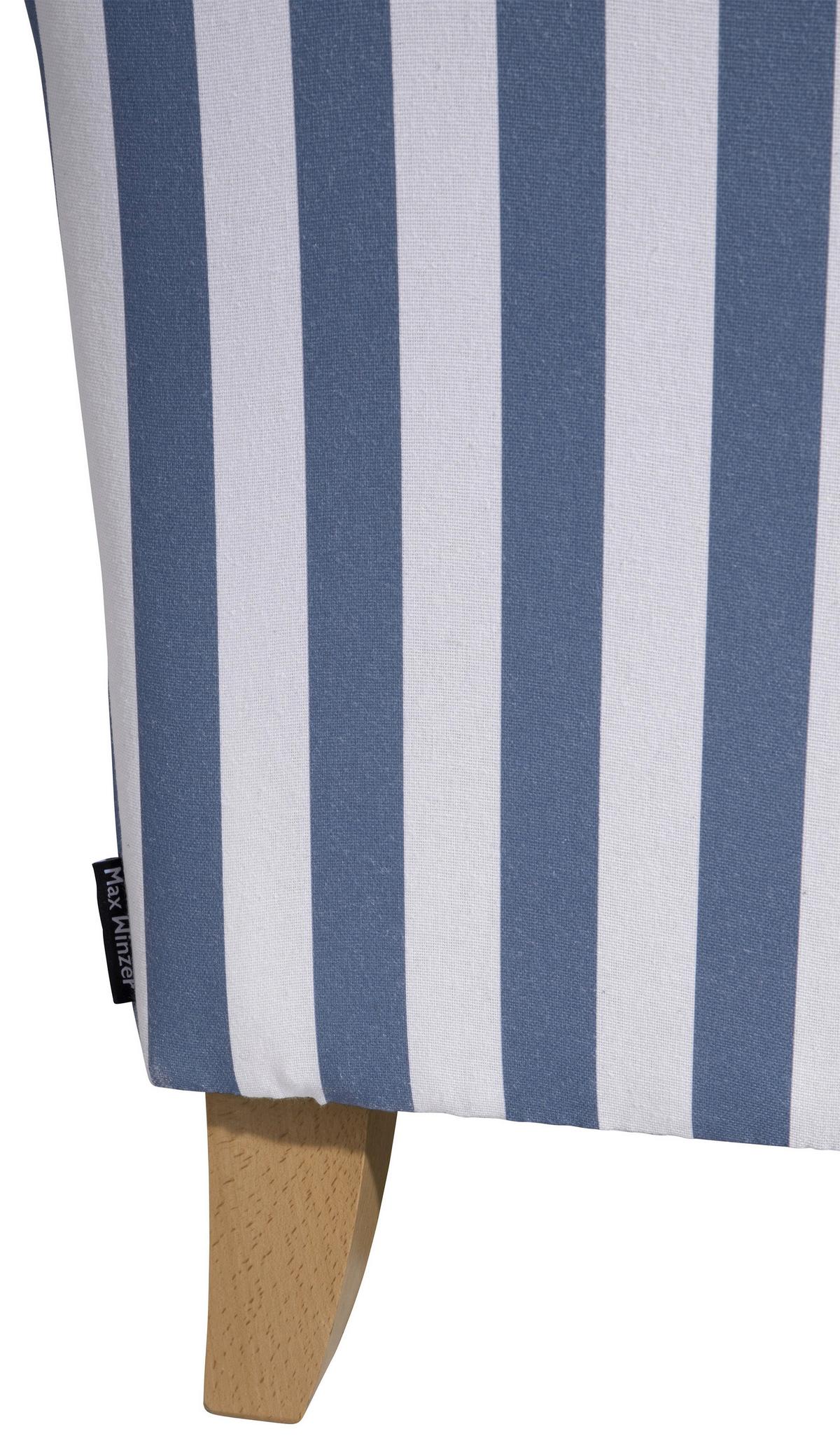 Ohrensessel Mit Armlehnen Lorris Flachgewebe Blau/weiß - Blau/Eichefarben, KONVENTIONELL, Textil (77/103/86cm) - Max Winzer