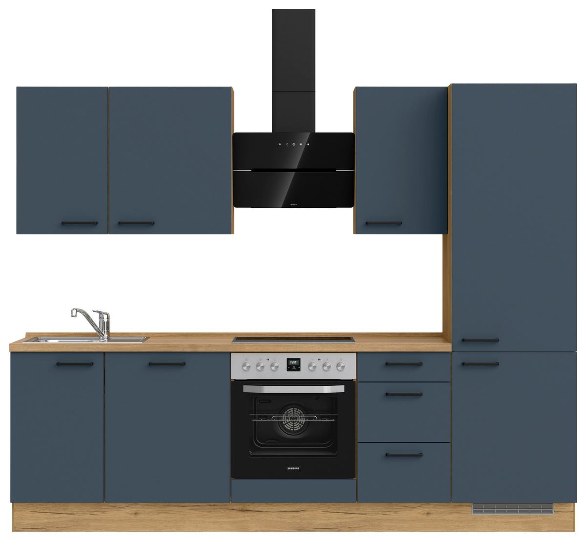 Küchenleerblock Easytouch High-Line, H6 Rechts - Blau/Eichefarben, MODERN, Holzwerkstoff (270cm) - Nobilia