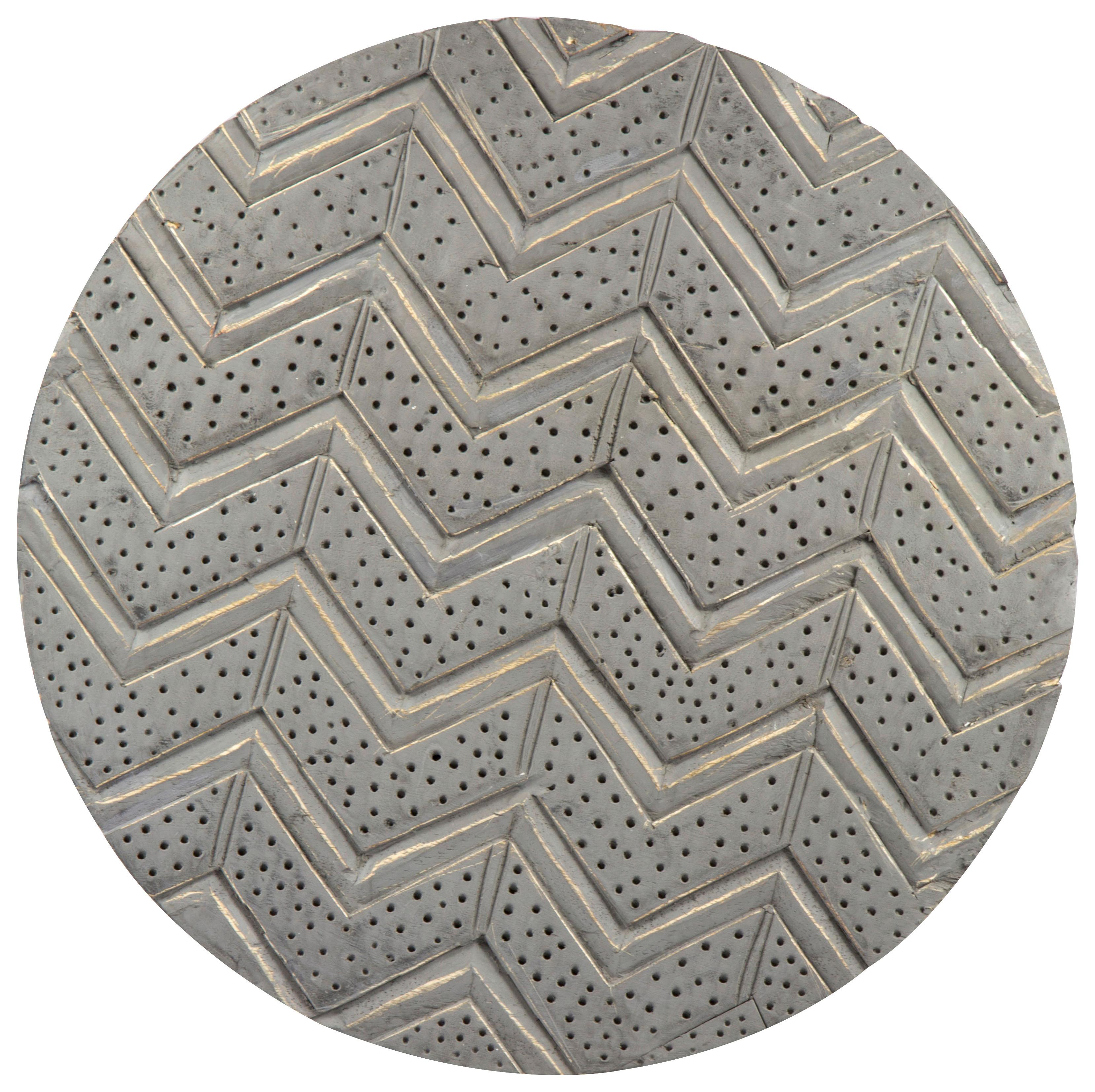 Beistelltisch mit Geschnitzter Platte Grau/Naturfarben/Weiß - Naturfarben/Weiß, Basics, Holz (40/45cm)