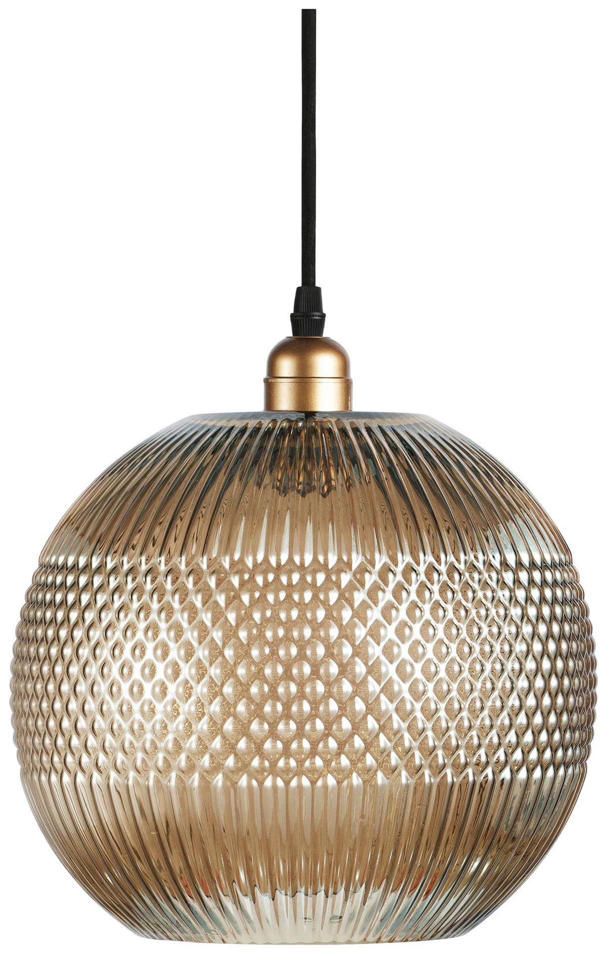 Hängeleuchte Neptun Gold B: 25 cm - Goldfarben/Grau, Basics, Glas (25/25/26cm) - Kayoom