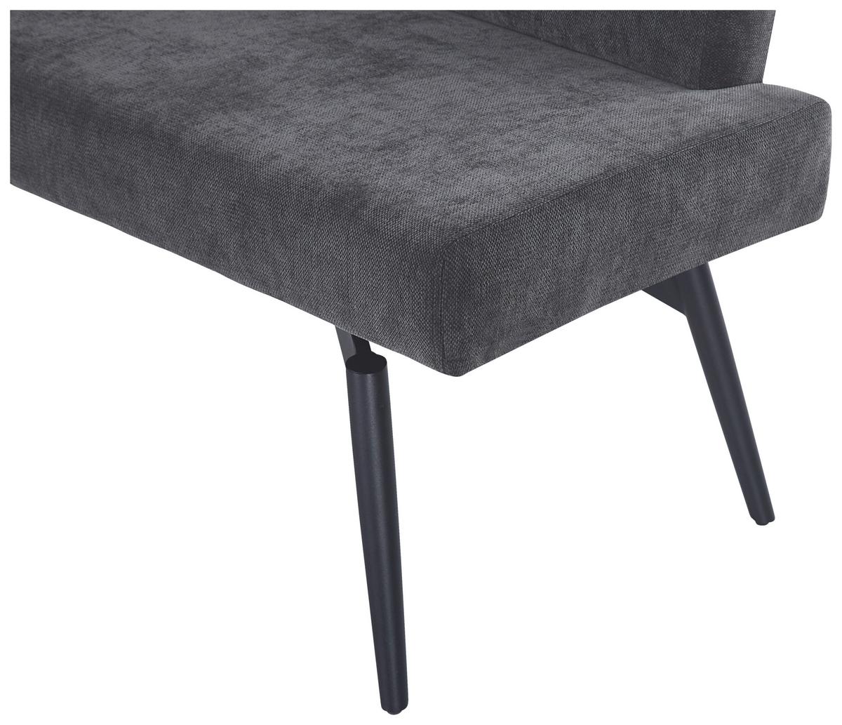 Eckbank Tinos Dunkelgrau, S: 150x190 cm - Dunkelgrau/Schwarz, KONVENTIONELL, Textil/Metall (150/190cm) - MID.YOU