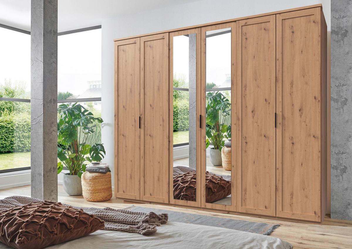 Drehtürenschrank Nadja Eiche Dekor B: 270 cm - Eiche Artisan, KONVENTIONELL, Glas/Holzwerkstoff (270/210/58cm) - MID.YOU