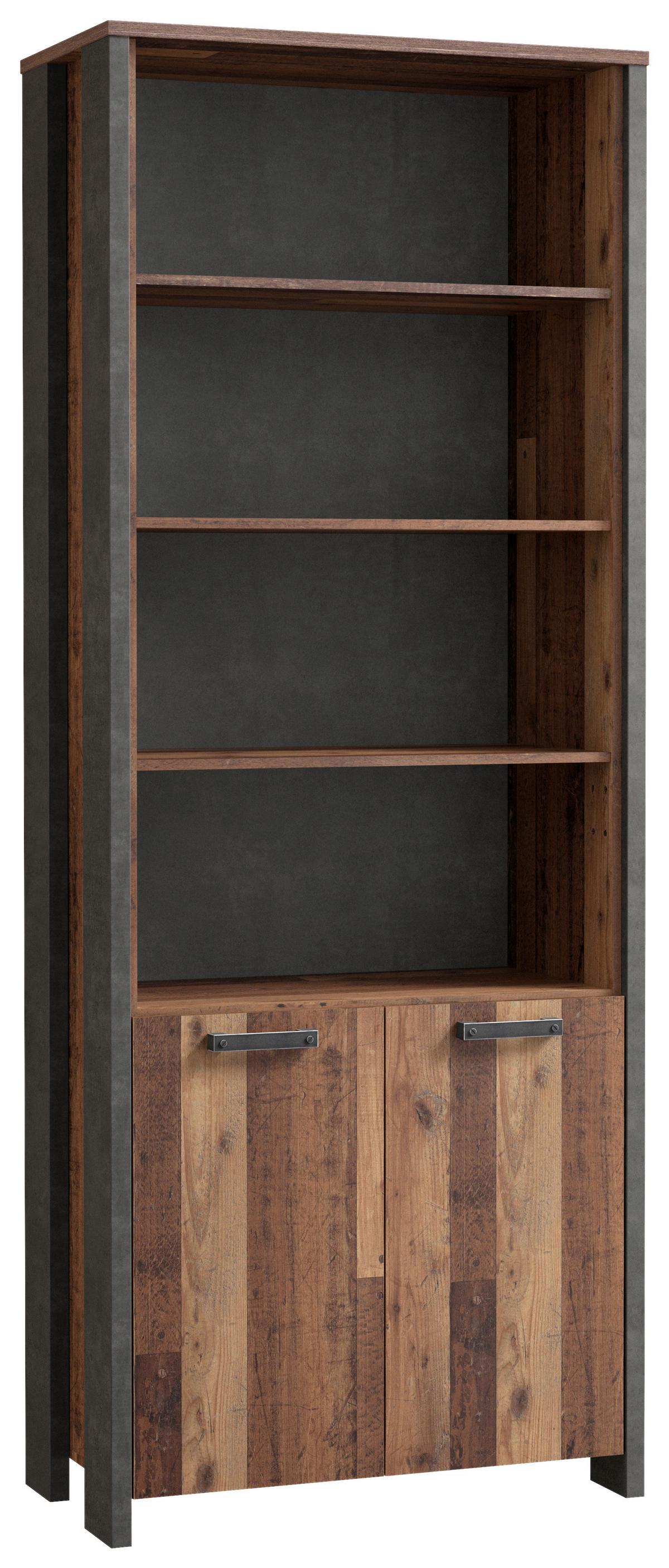 Aktenschrank Cliff Braun/dunkelgrau B 86 Cm - Dunkelgrau/Braun, KONVENTIONELL, Holzwerkstoff/Kunststoff (86/221/42cm) - MID.YOU