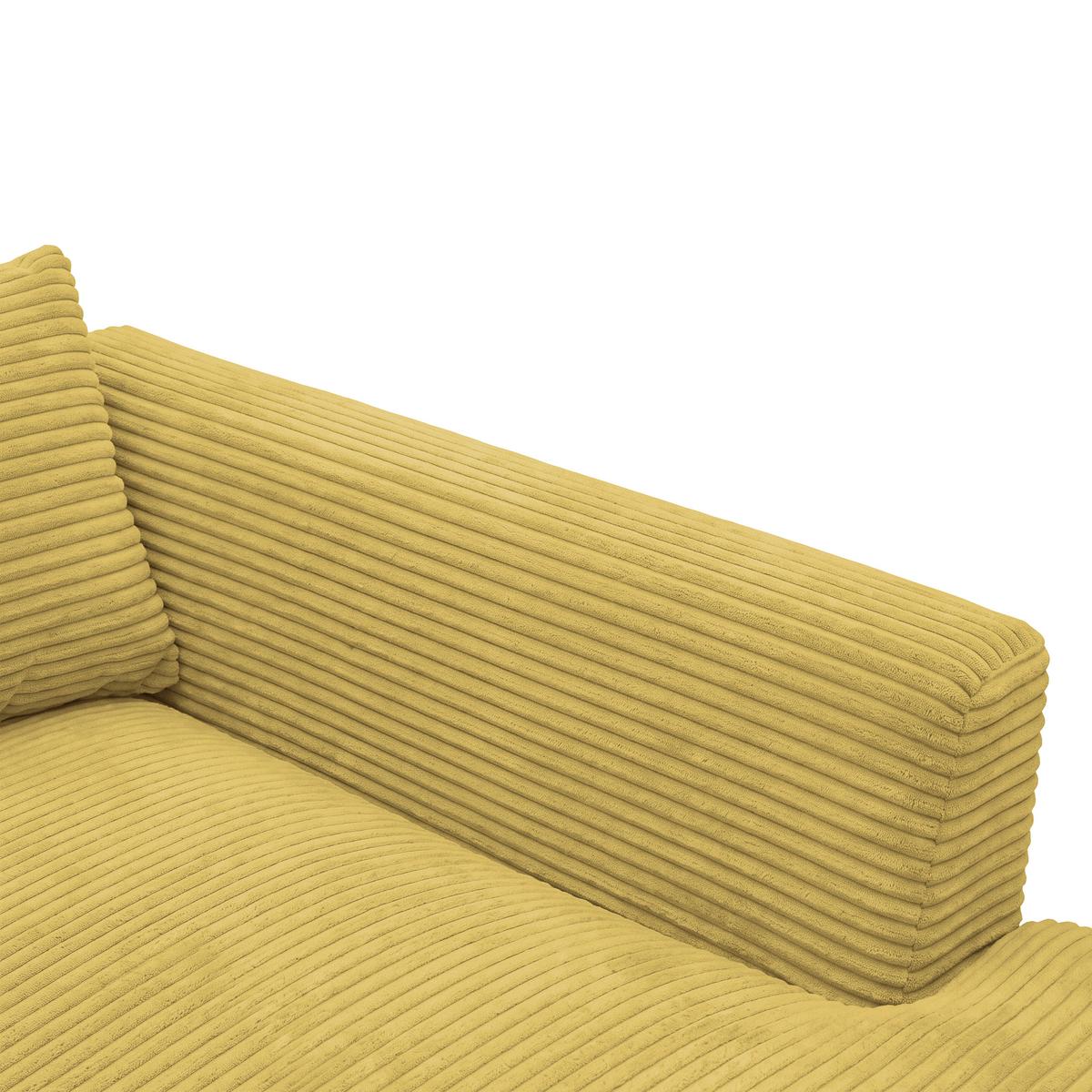 Rohová sedačka PEDRO, pravá, hořčicově žlutý manšestr - černá/hořčicově žlutá, Moderní, textil/plast (300/190cm) - Mömax