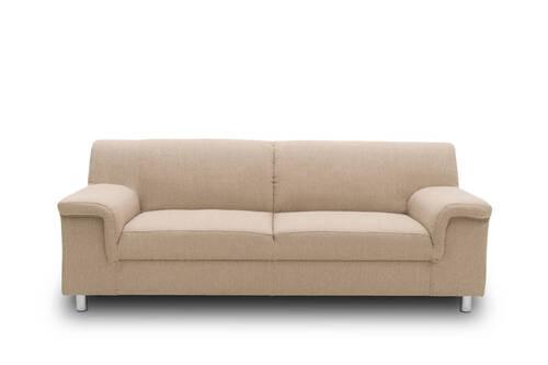 3-sitzer-sofa Jamie Rücken Echt Beige Webstoff - Chromfarben/Beige, KONVENTIONELL, Textil (190/72/80cm) - MID.YOU